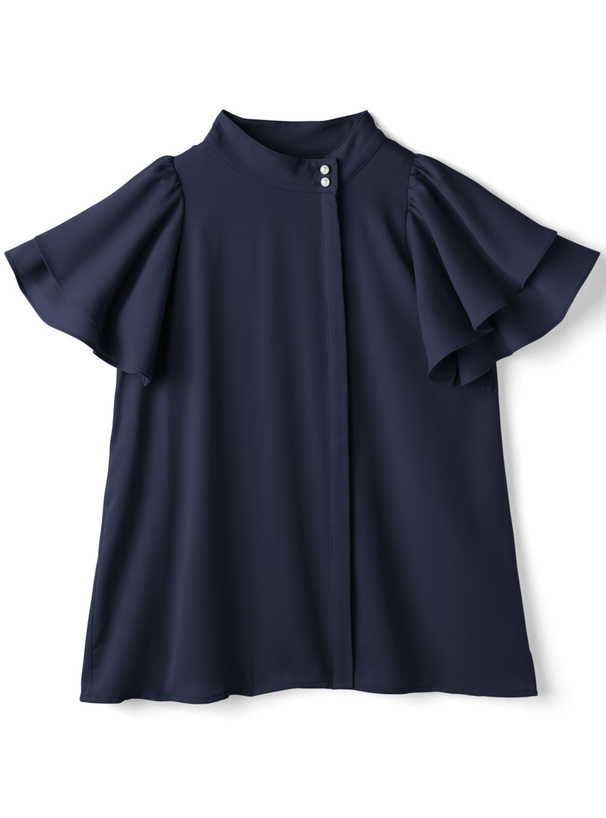 珍珠扣花瓣袖上衣 [al151]