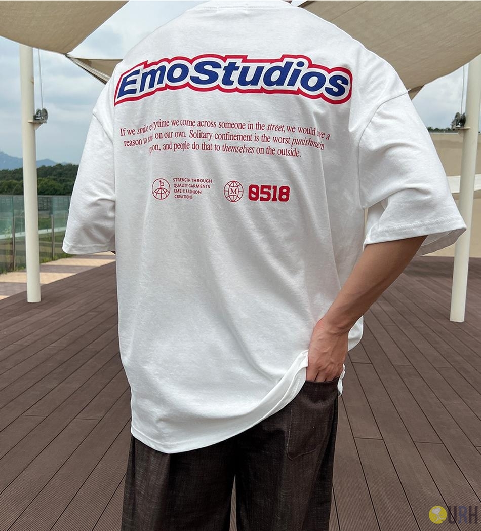 【100%保證韓國直送】Emo Studios 街頭前後標誌英文字母印花寬鬆落肩短袖Tee 👕 [3 color] RG165923