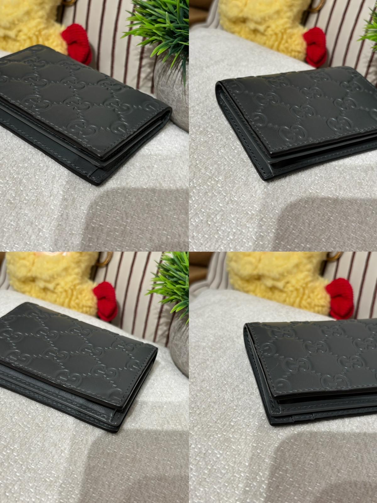 Gucci Card Holder Grey Calfskin 100%Authentic, 98%New ✅Box