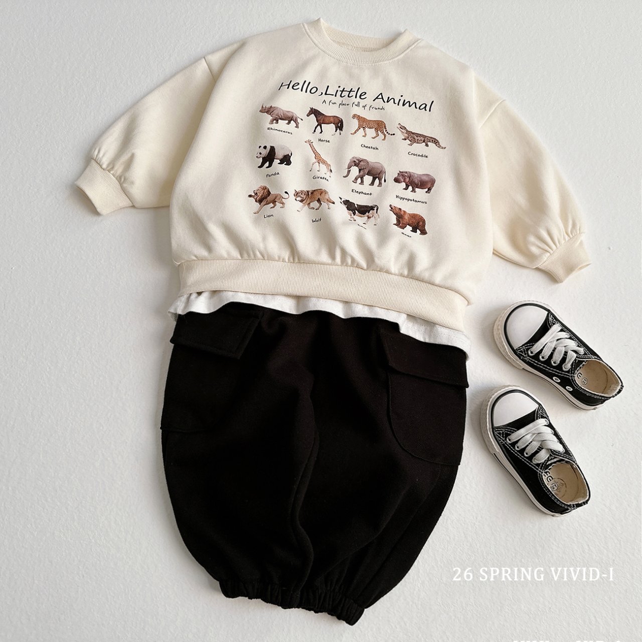 🌸預訂 韓國直送🌸🇰🇷VIVIDI兩色迷你動物印花寬鬆衛衣