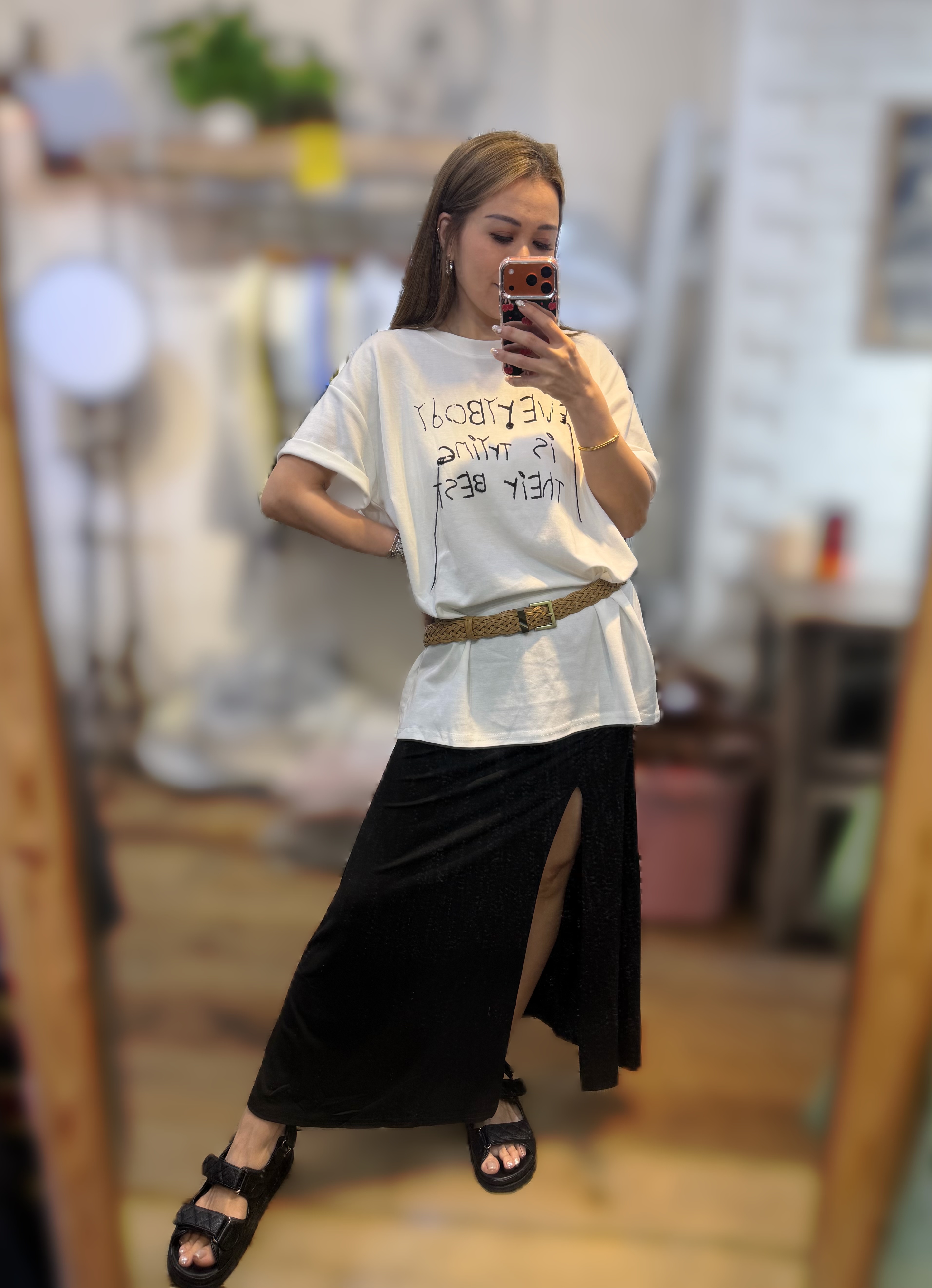 字母印花寬鬆T恤連belt