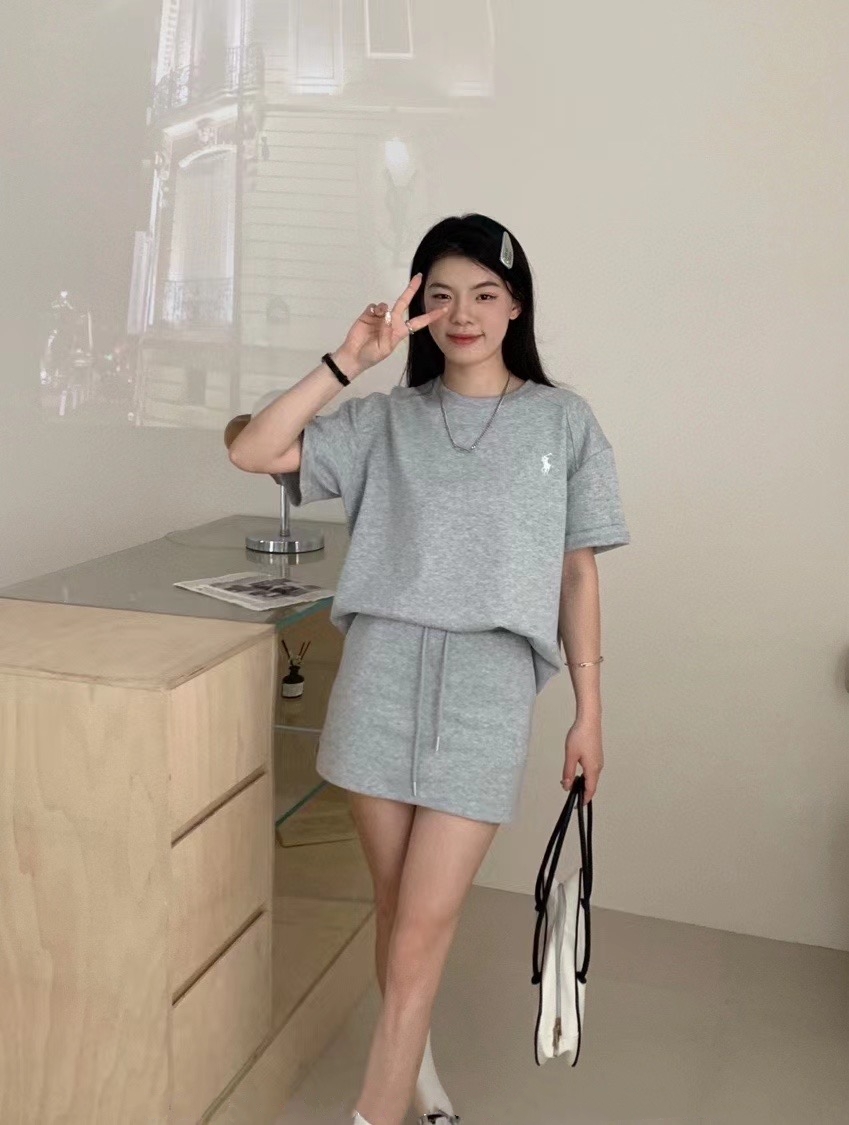 Polo Embroidery Roundneck Casual Shirt+Skirt Set 保罗刺绣休闲套装 (3 Colours)