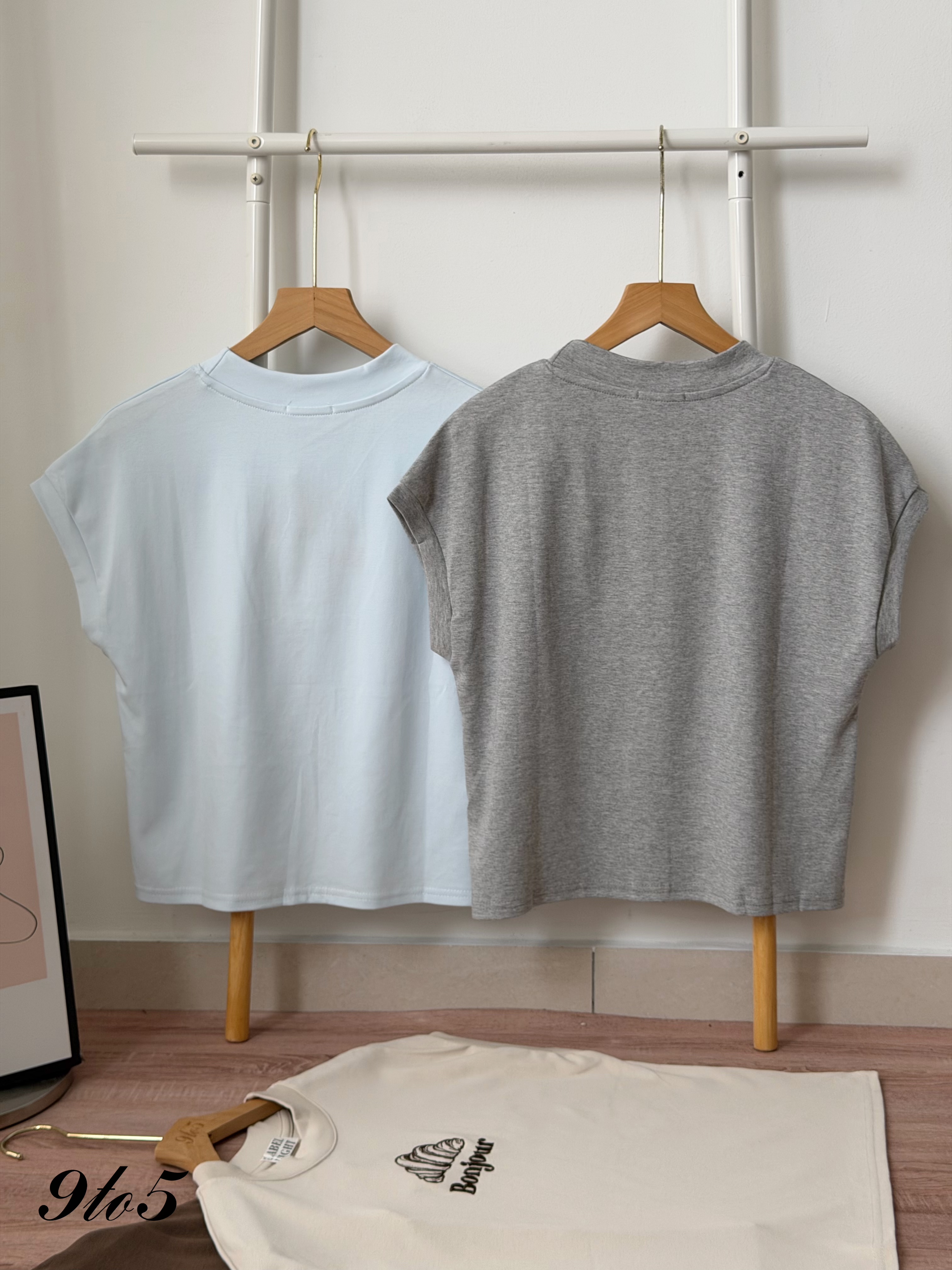 T4492 Embroidery Croissant Mock Neck Top - 4 Colors 