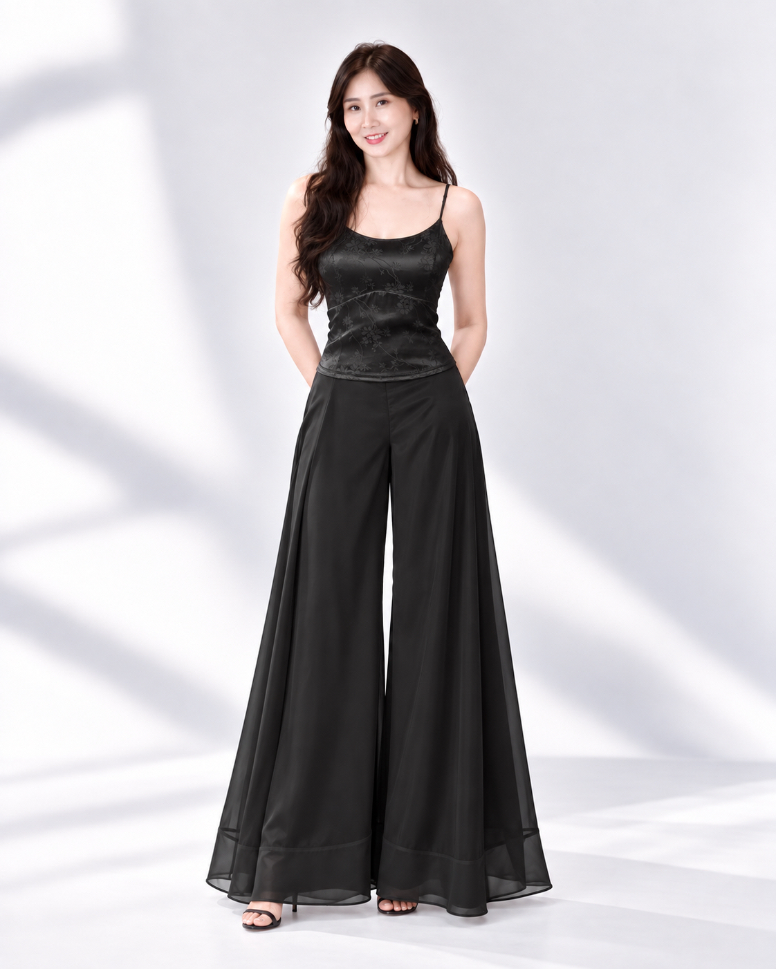 5158 Celeste Organza High-Waist Pants