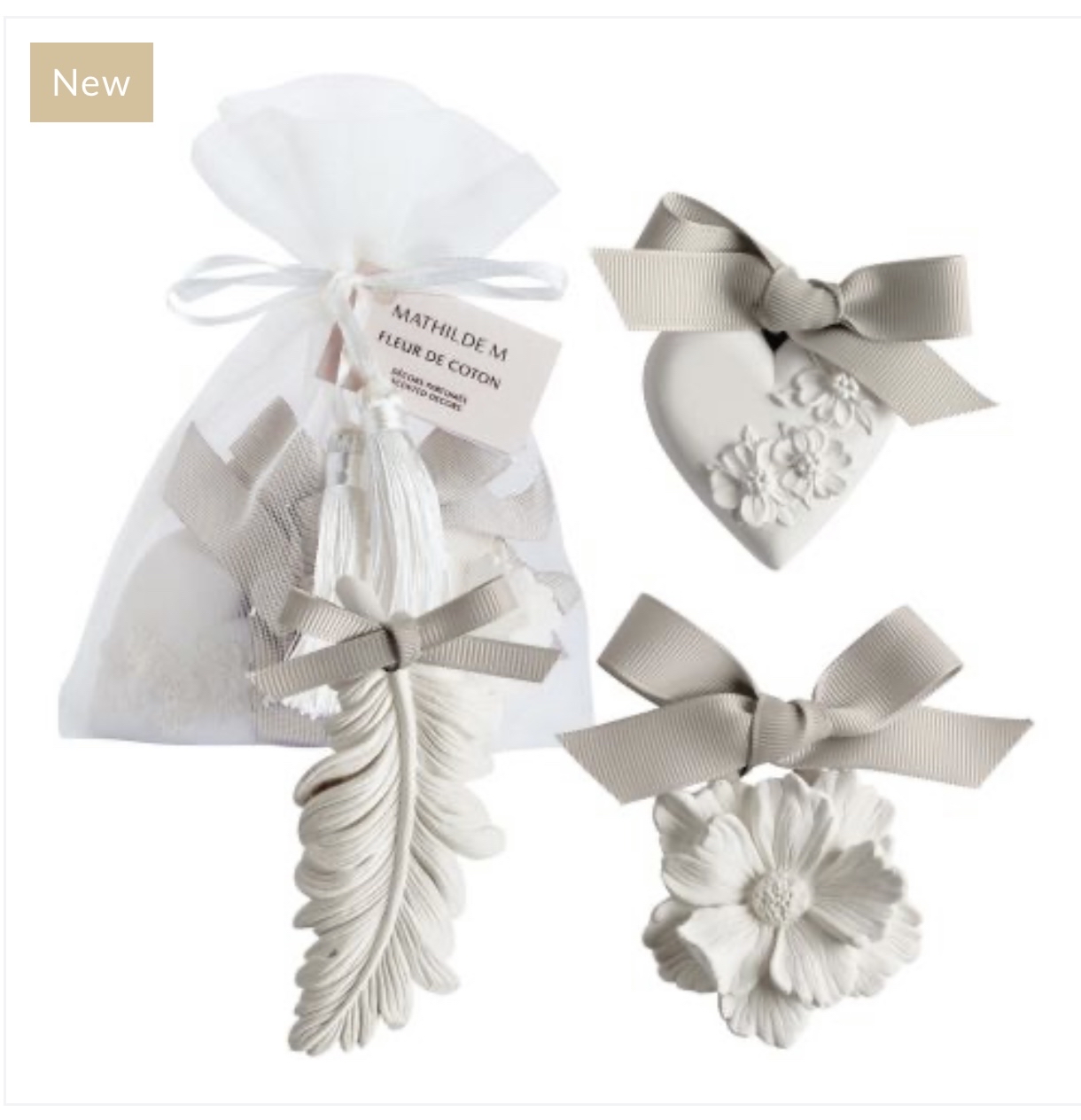 💕Mathilde.M Pouch of 3 Scented Decorations - Fleur de Coton