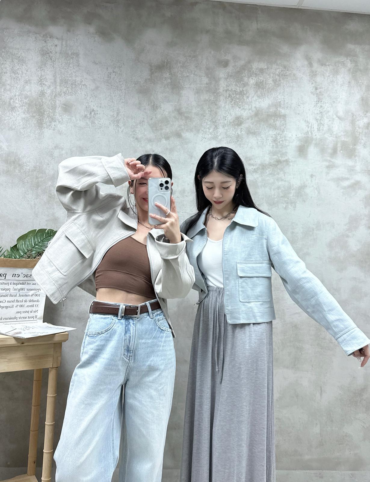 E07 雙袋棉麻外套