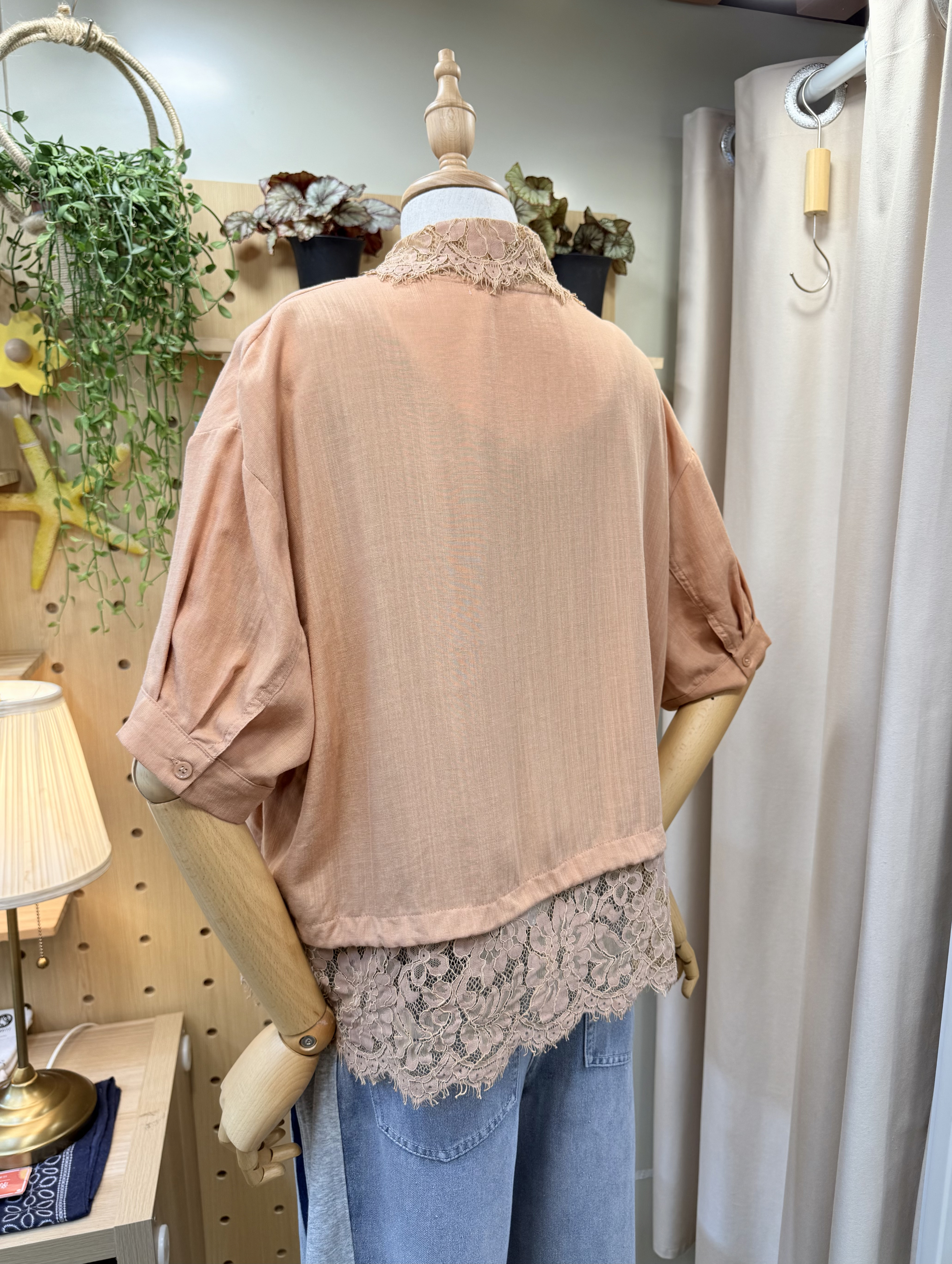 Lace領腳棉麻外套  M955 846154329