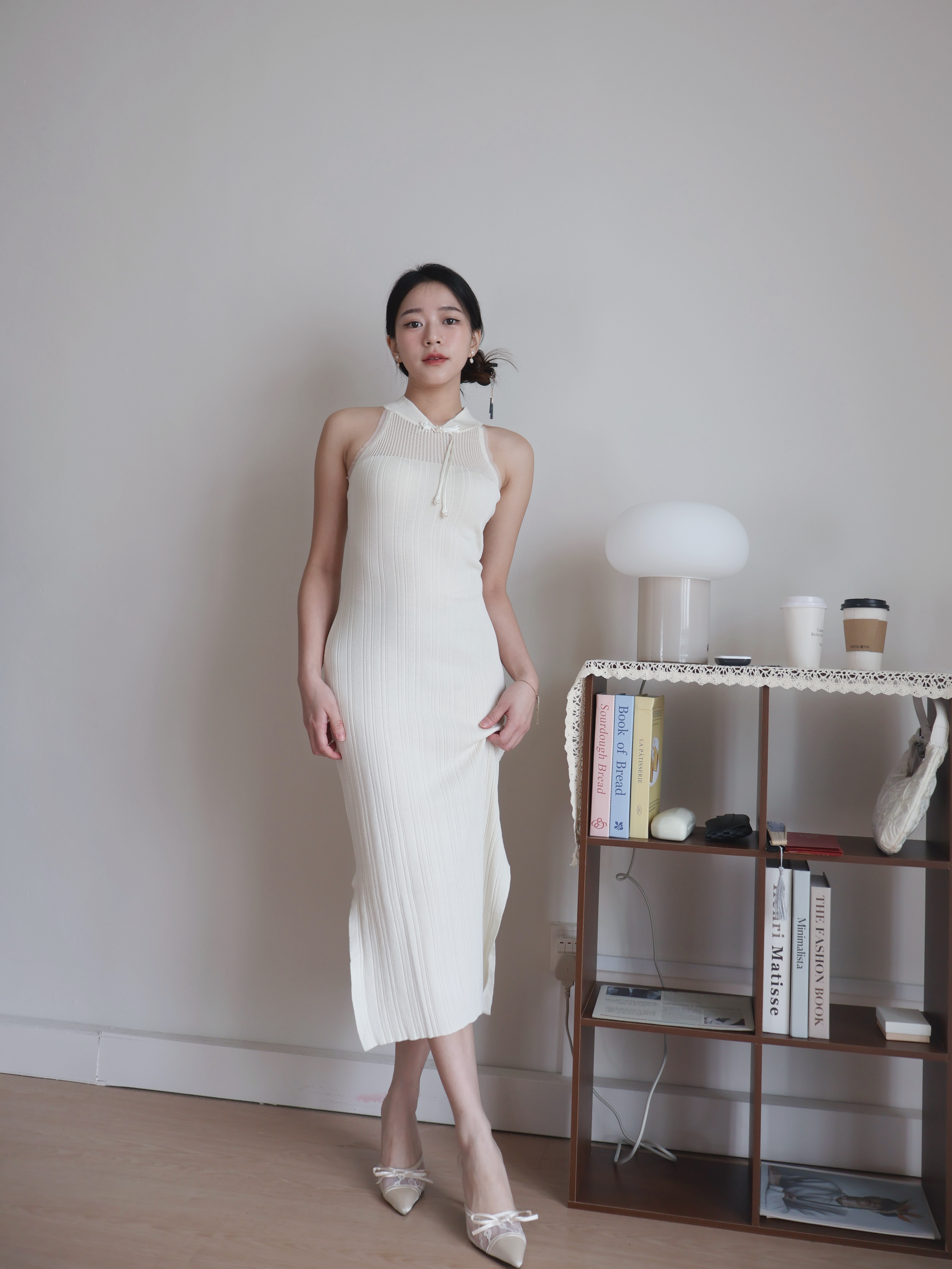 Qin Knitted Cheongsam | Cream