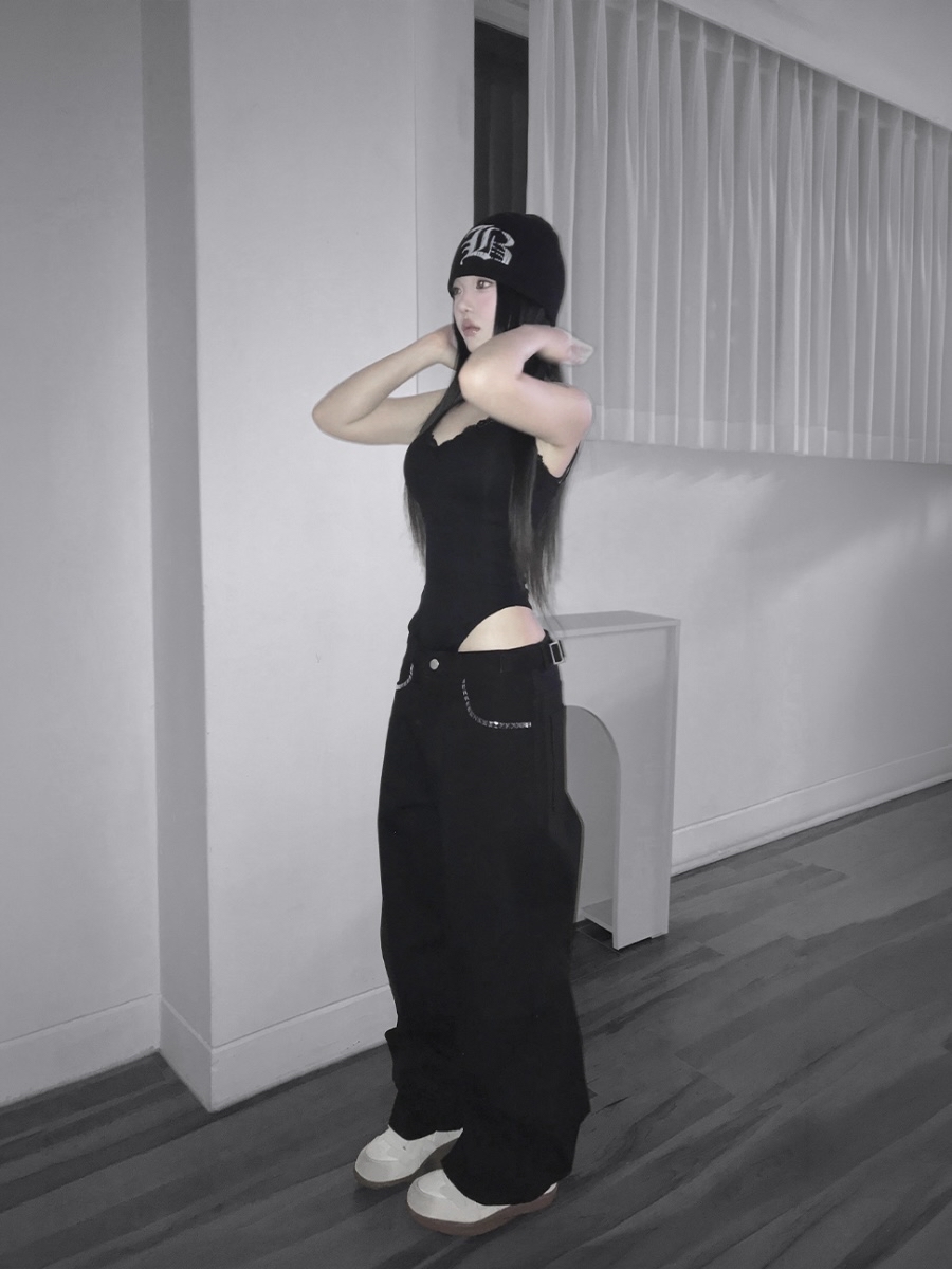 Cross Studded Wide-Leg Pants