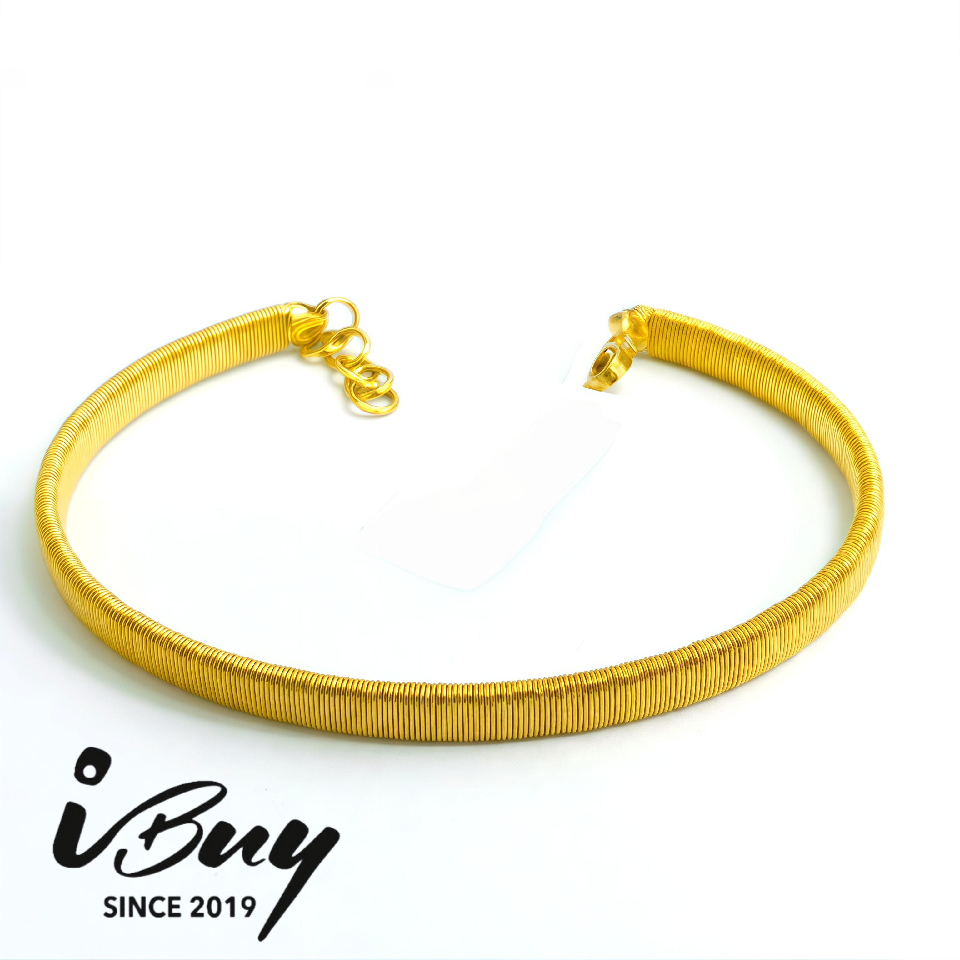 916 GOLD 5MM ITALY WIRE BANGLE 916 金 5MM细密线圈手镯