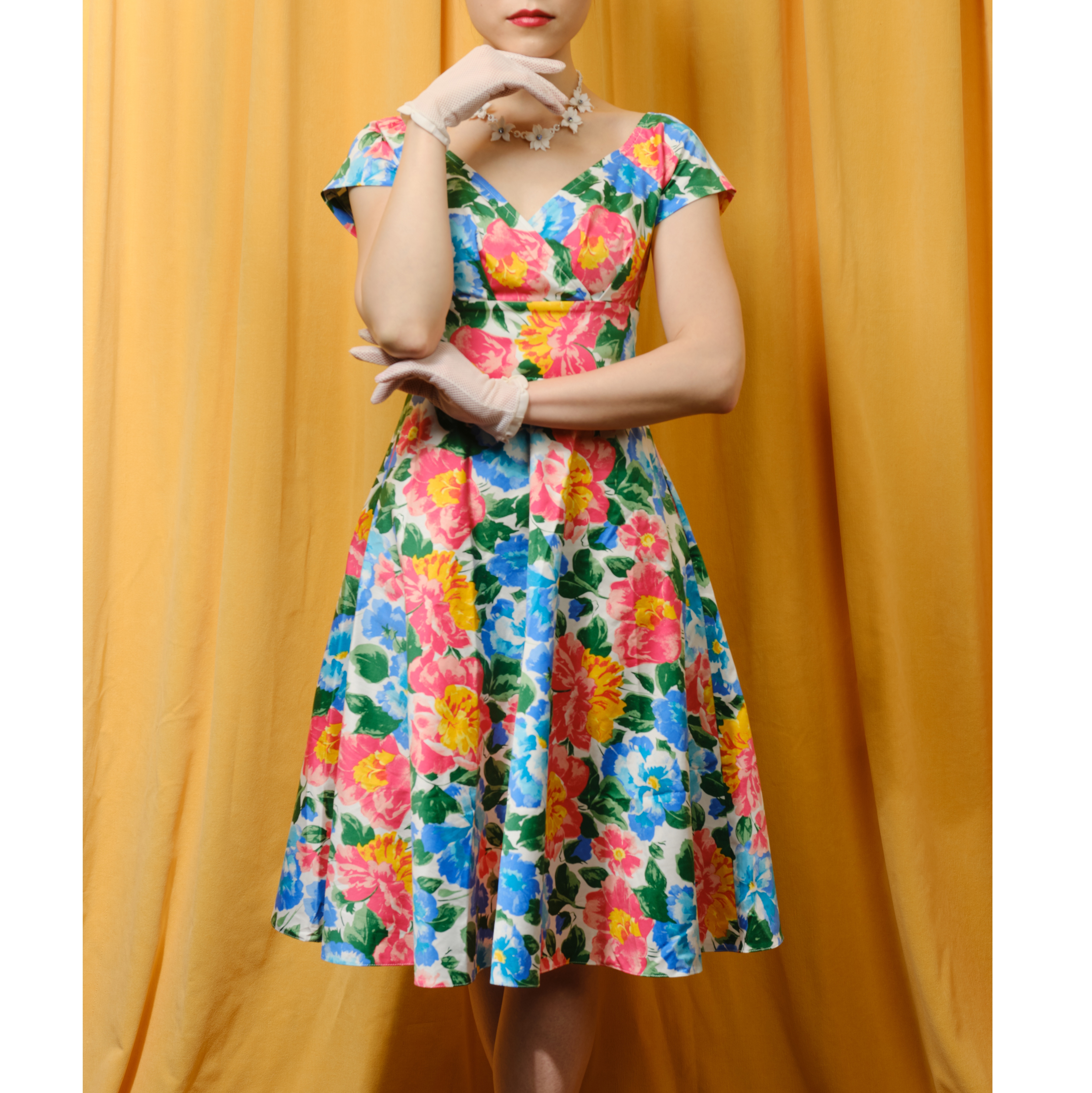 (Ready-Made) 1950s-Inspired Garden Picnic Two-Way Dress (FM132)