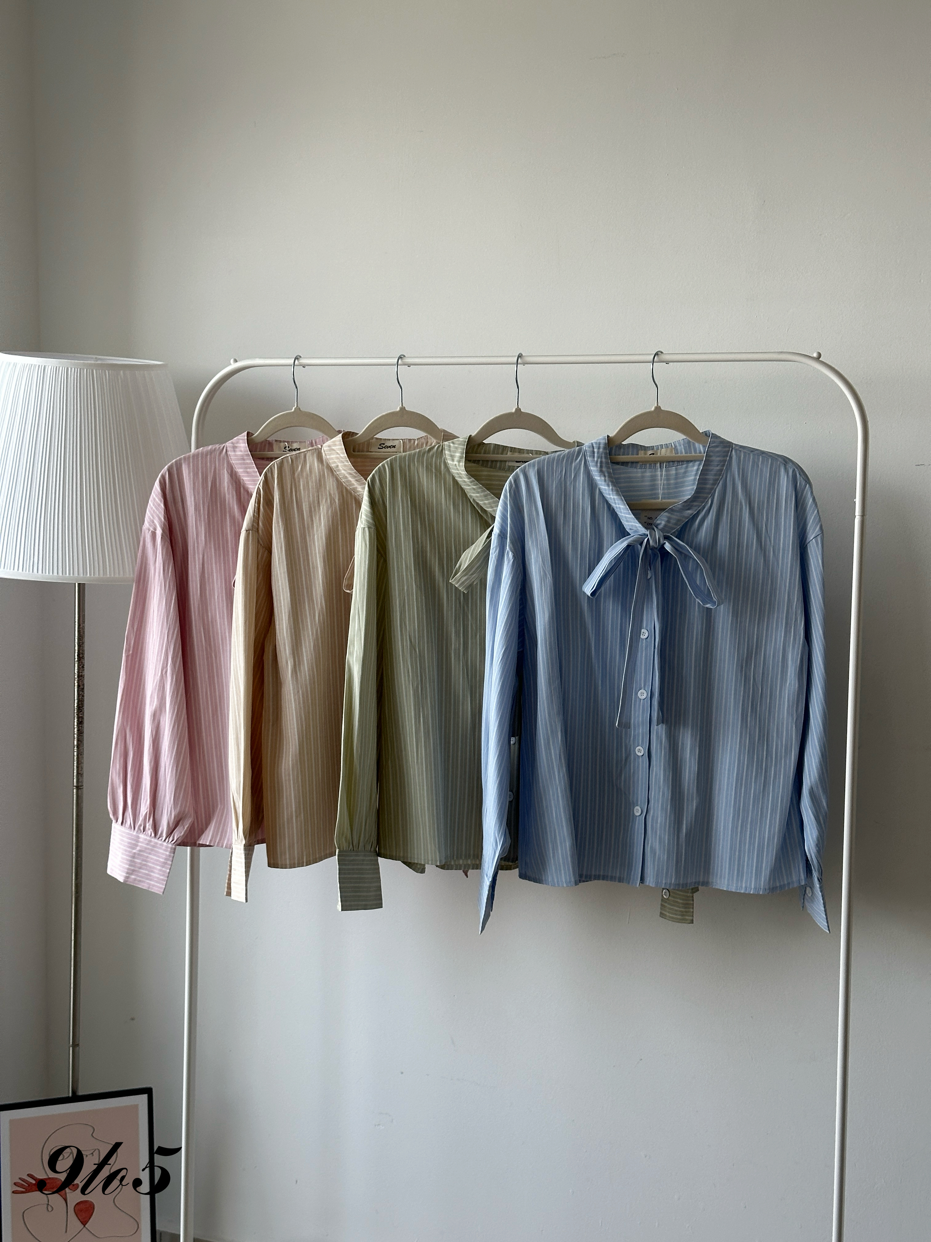 T4247 Bow-tie Stripe Shirt - 4 Colors 