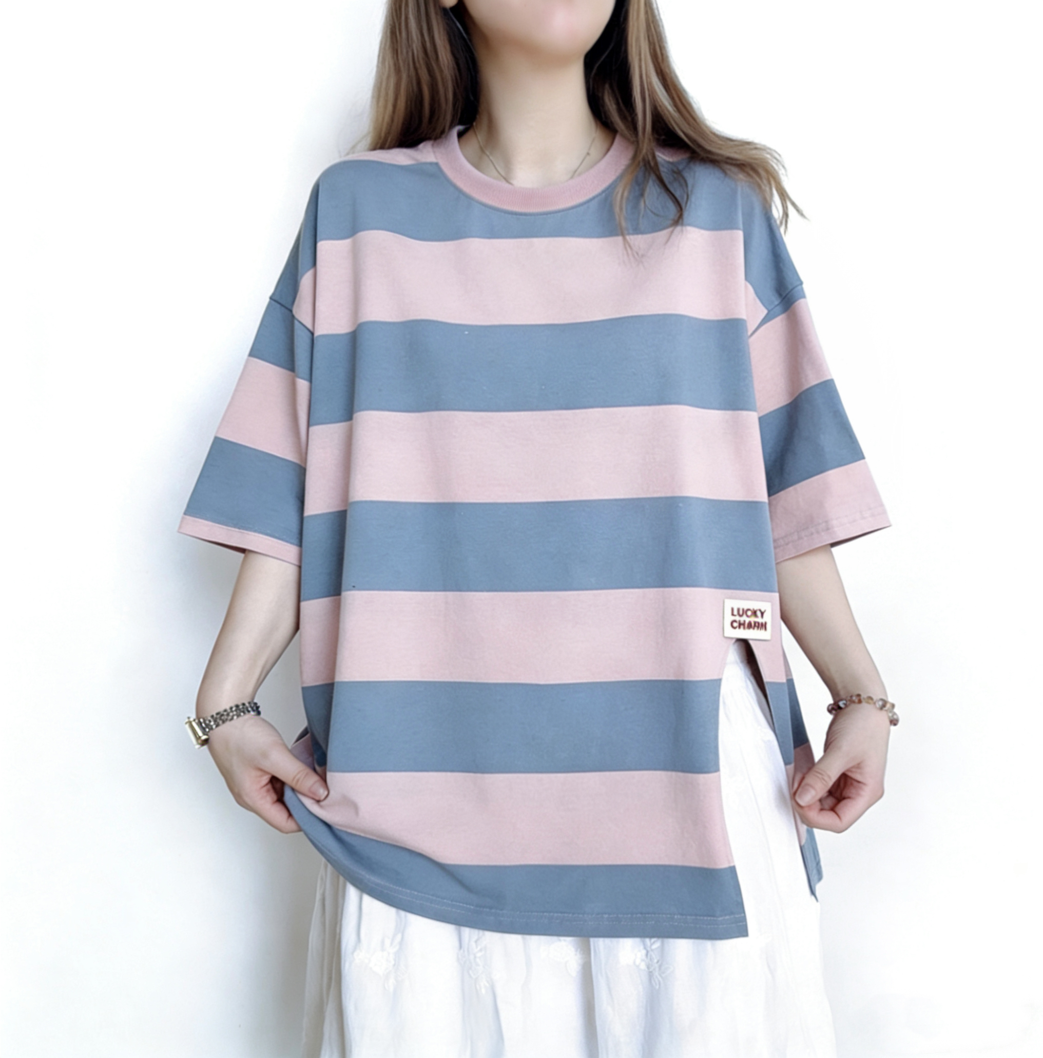 撞色拼間鬆身Tee