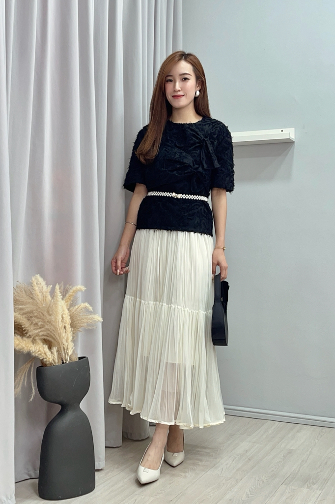 E8188BB Elysian Textured Ribbon Top