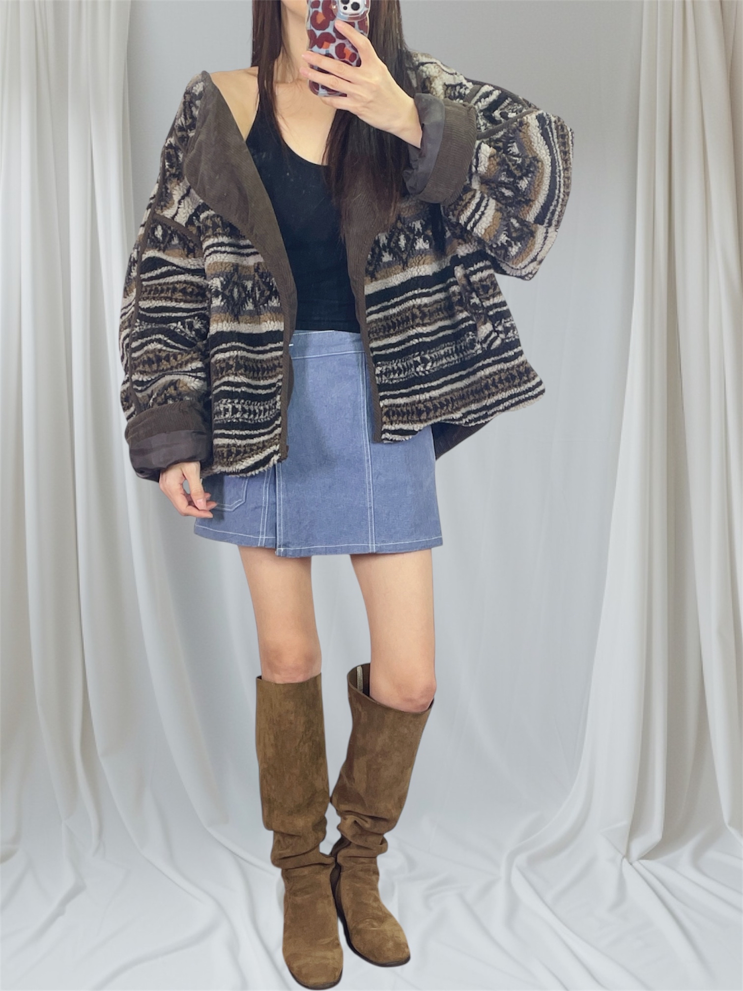 K5547 民族花羊羔毛外套