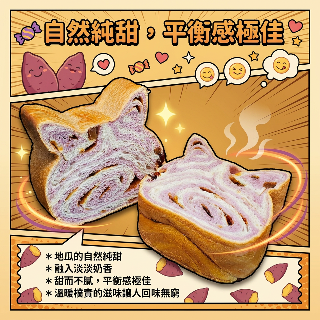 阿嫲｜地瓜麻糬貓貓吐司｜地瓜 x 麻糬 三重口感交織