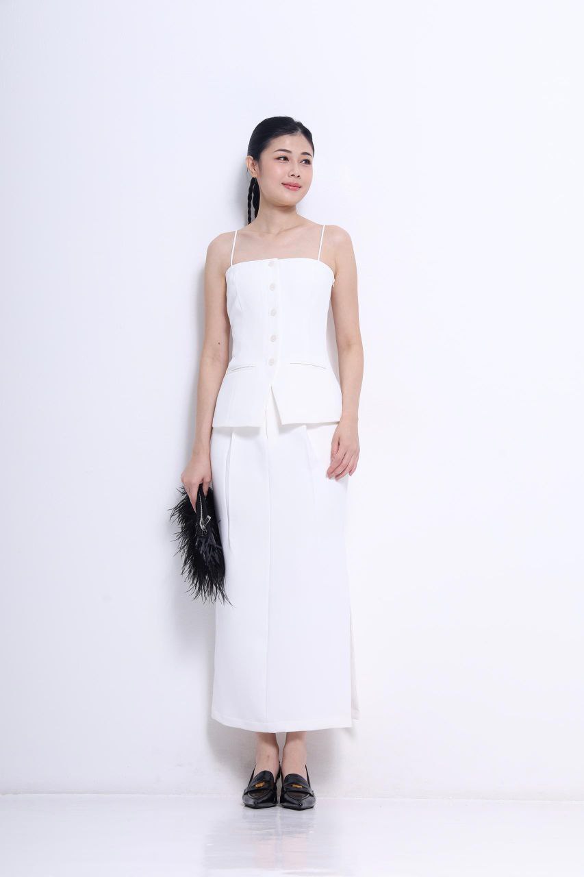 侧开叉半裙 1381