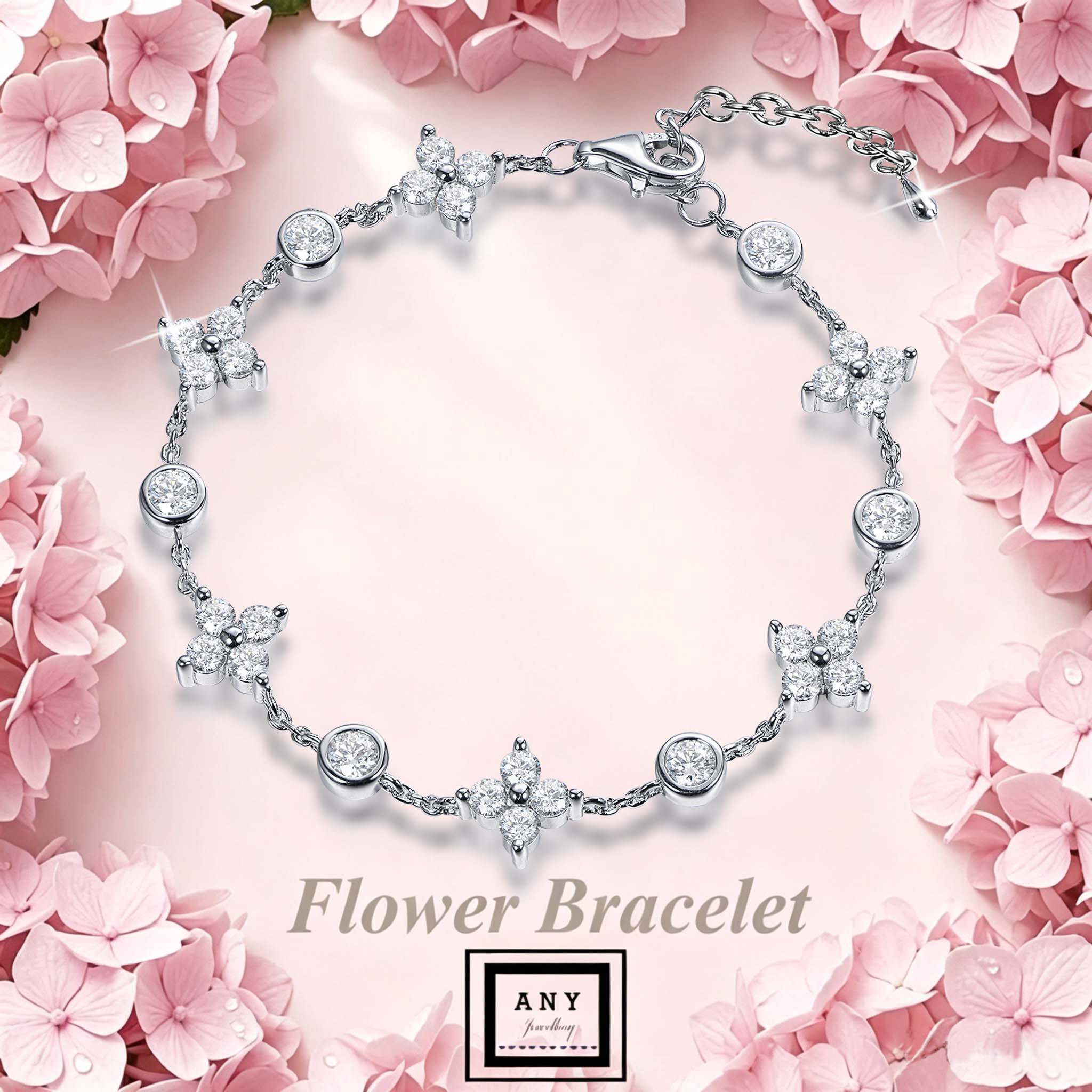 B1966 Flower Bracelet 莫桑石