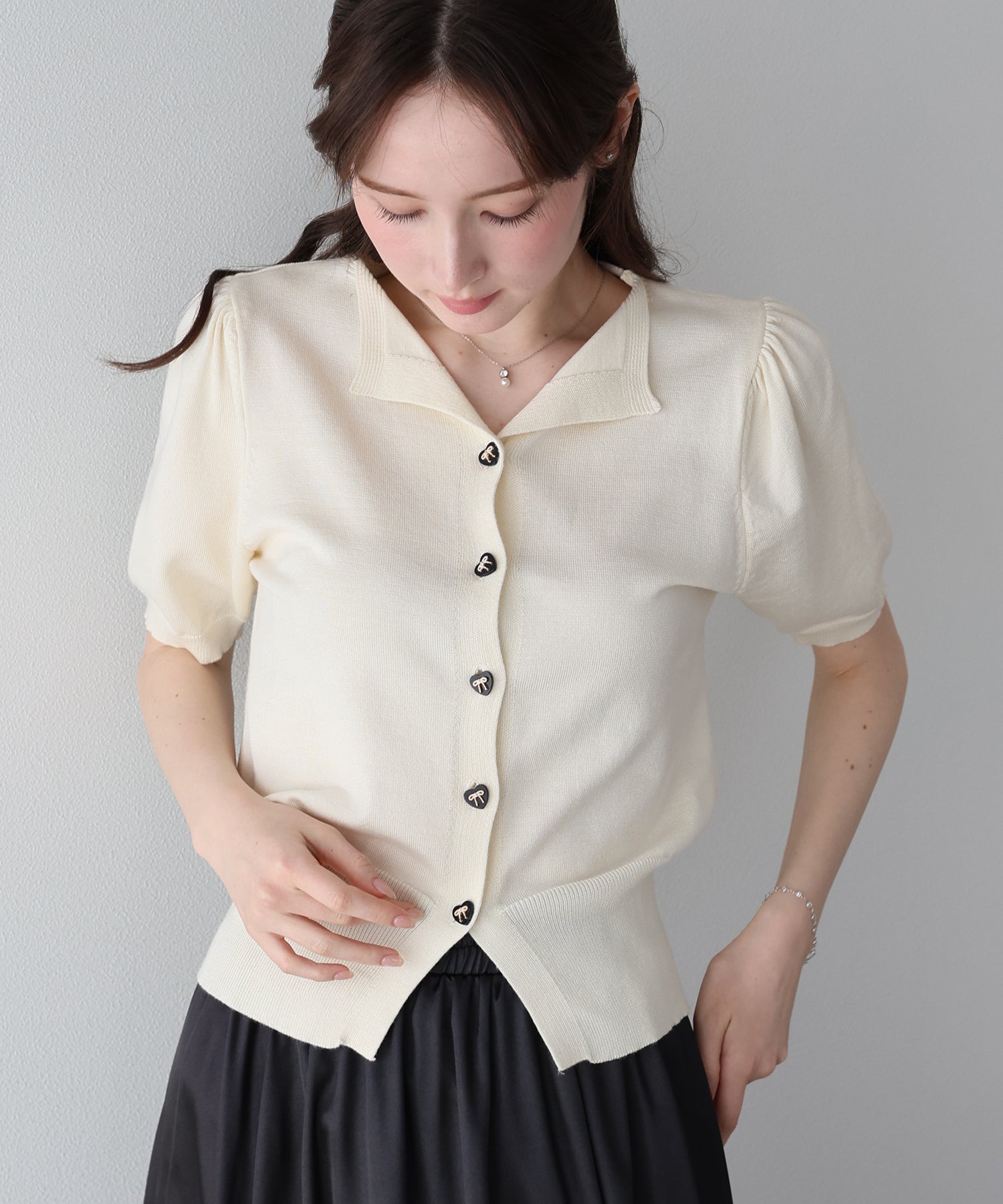 <JP> Spring Soft Heart Bowknot Polo Knit * 3色入 <預購>