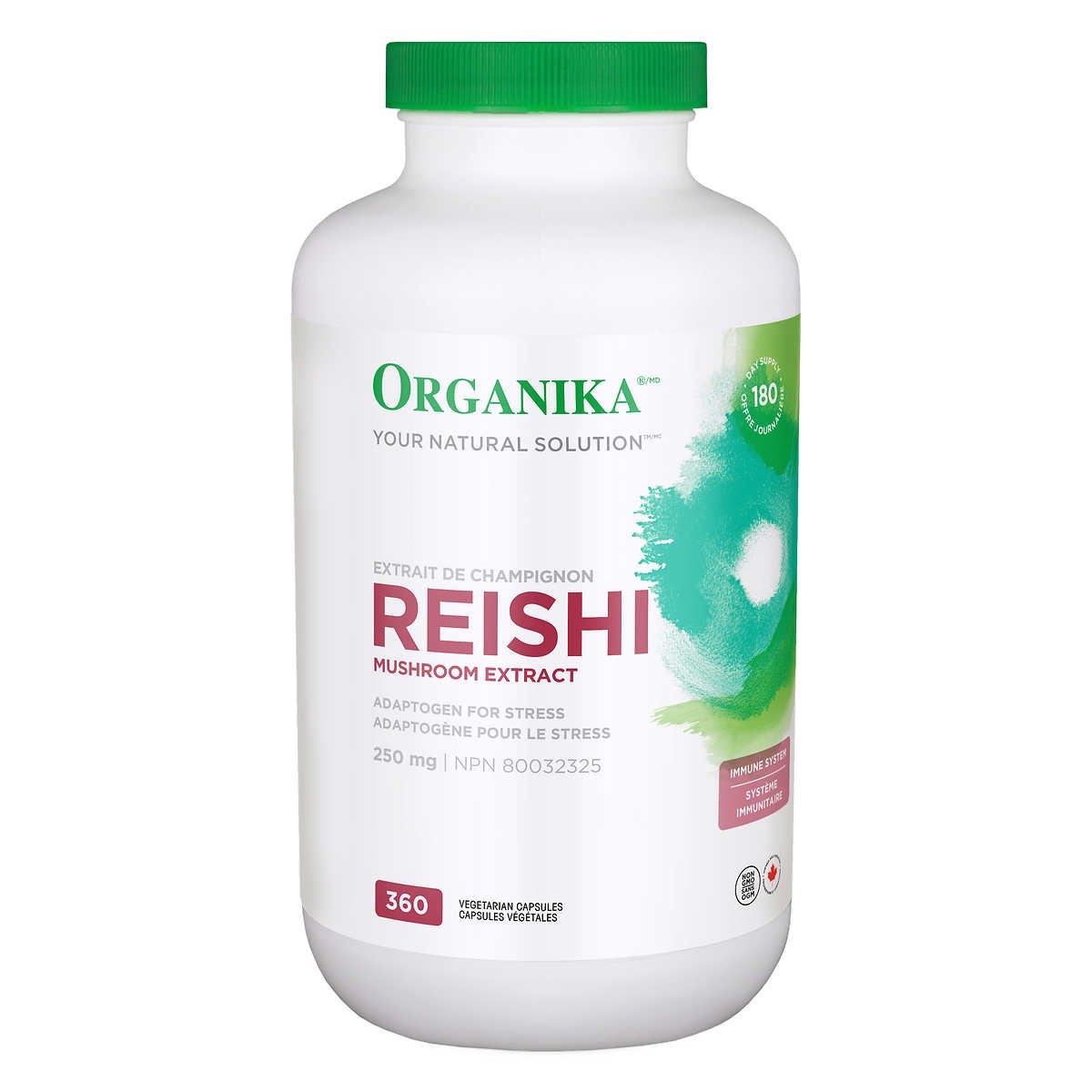 加拿大直送預購 Organika Reishi天然有機赤靈芝膠囊高純度250mg 360粒