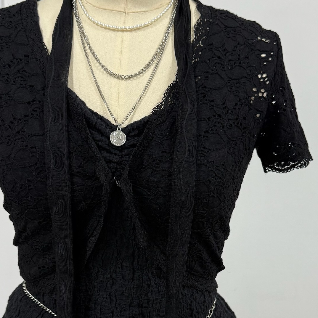 Black Lace Crochet Bolero