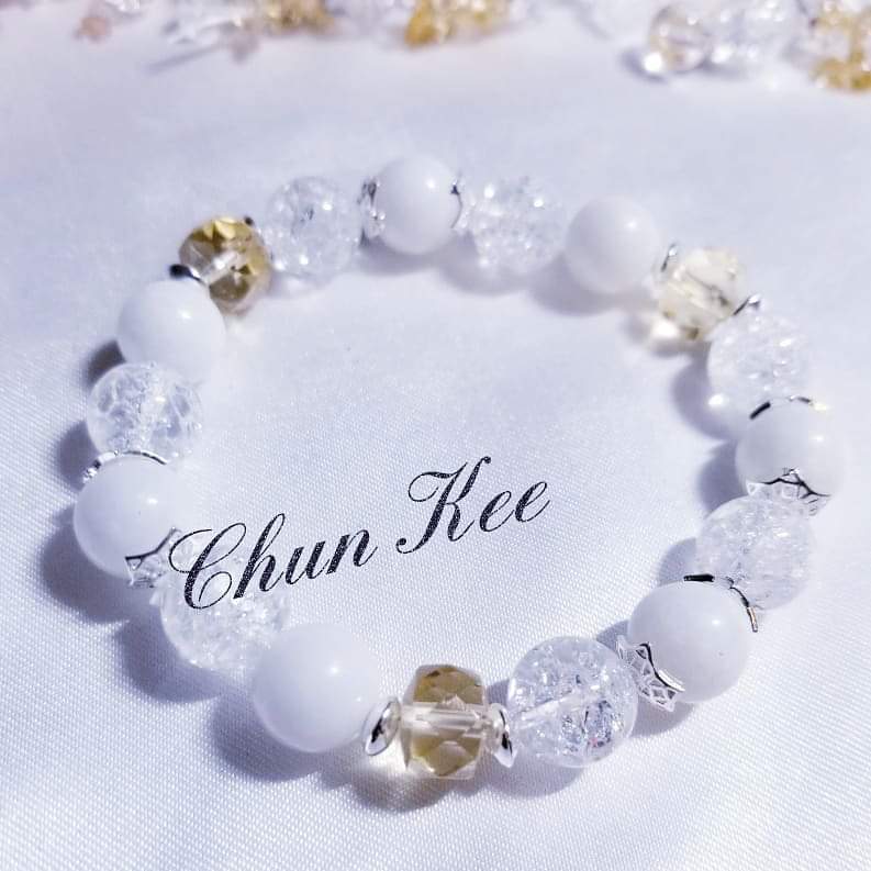 黃水晶爆花水晶白東寧玉手鏈