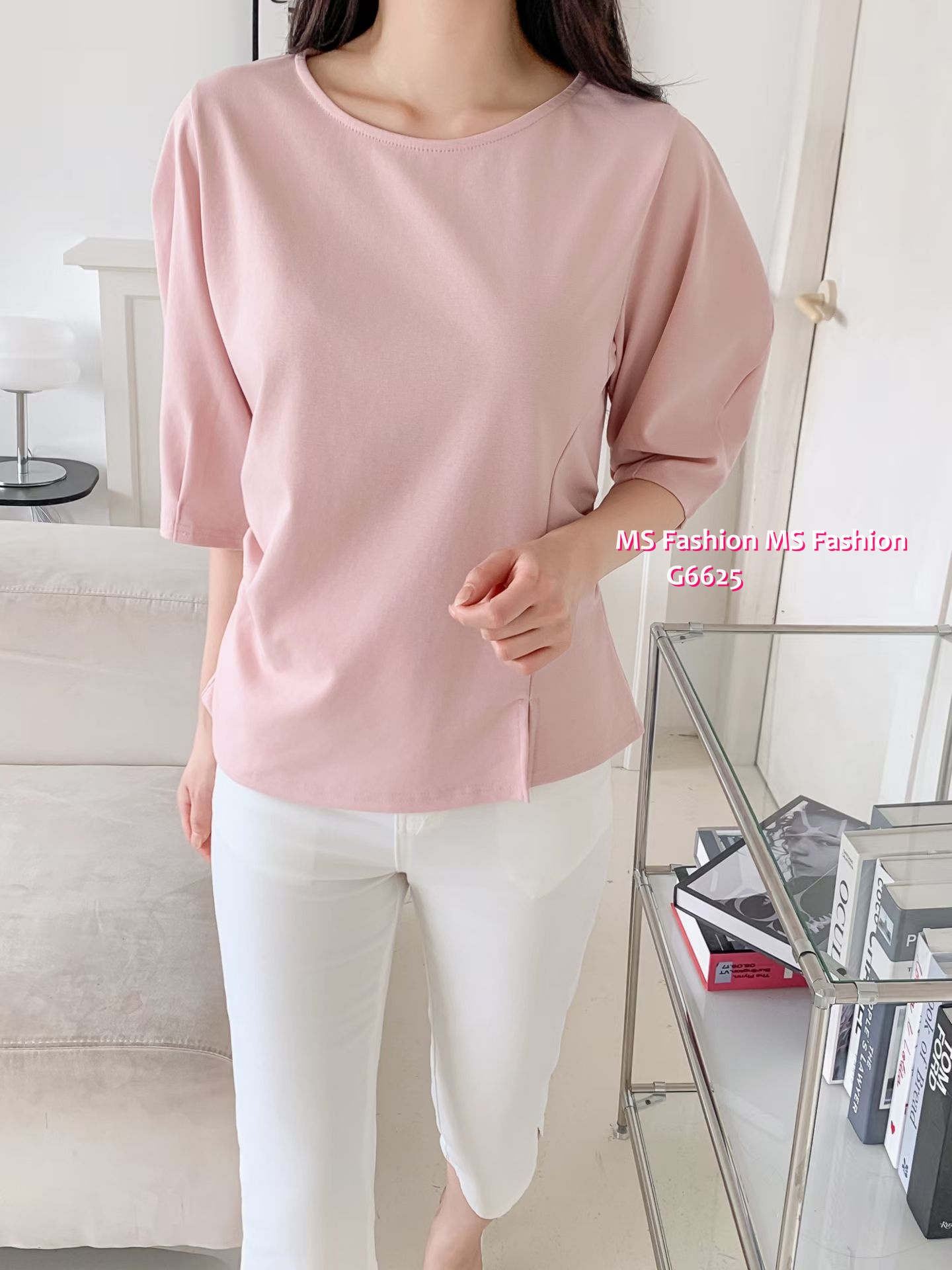 G6625 立體袖特色cutting top