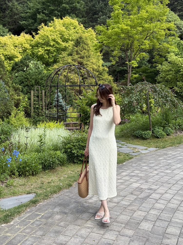 Ruched Slim Dress (Cream)