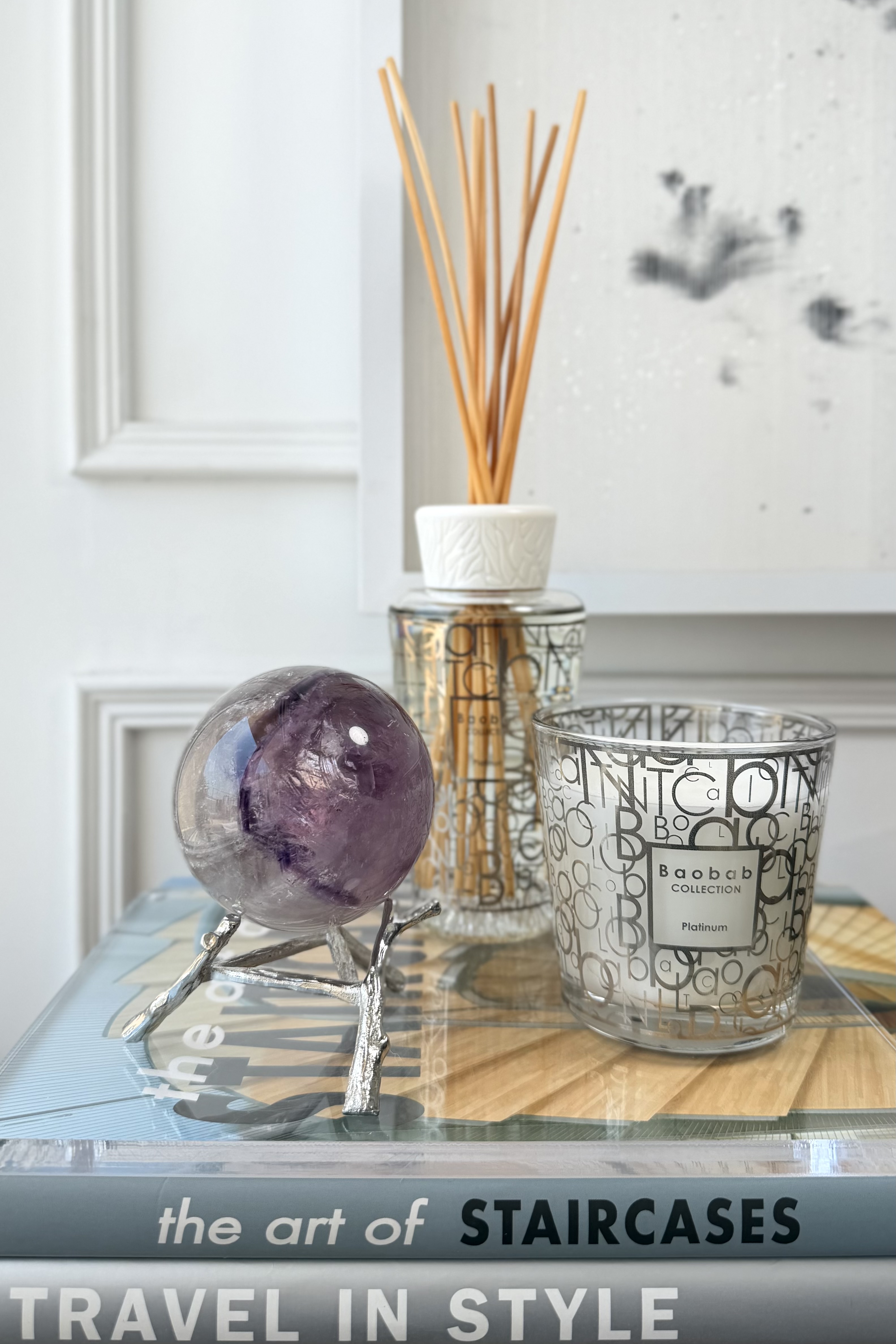 ༒ 7.4cm千層紋紫白雙色水晶球༒ AM.a081C19G5ss-RA26*7SA