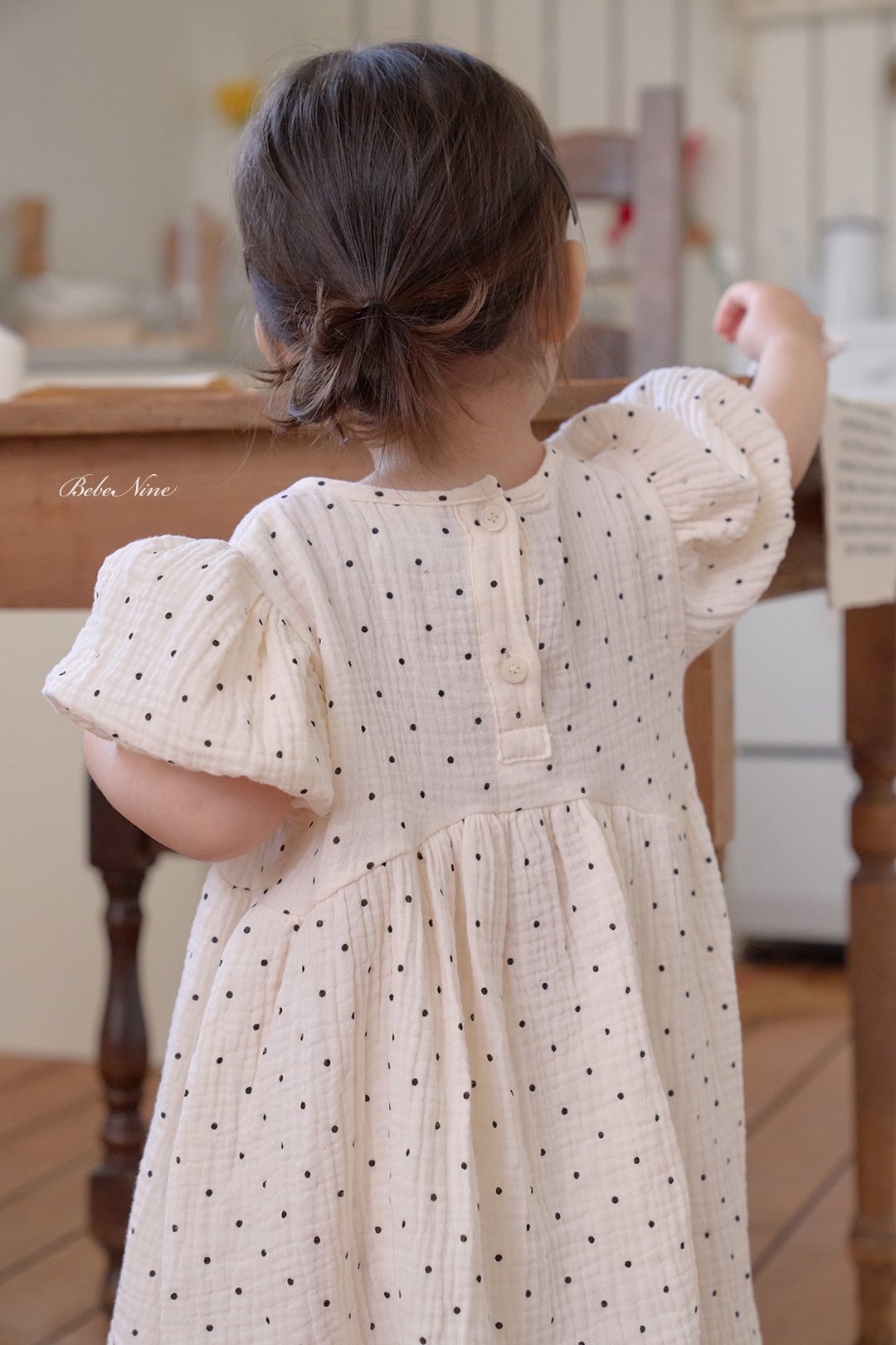 ☀️預訂 韓國直送☀️🇰🇷Bebenine兩色波點純棉紗泡泡袖連身裙