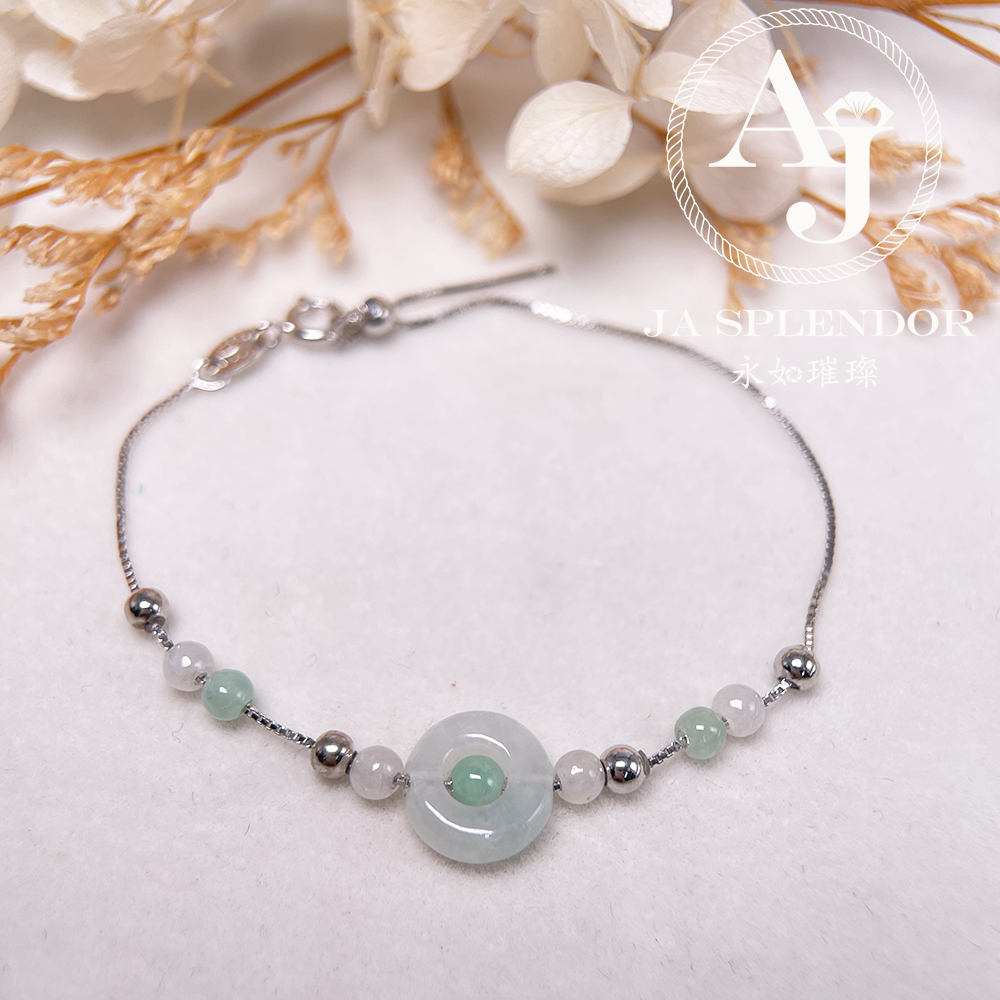D-36J 天然翡翠A玉 薄荷糖系列純銀手鏈