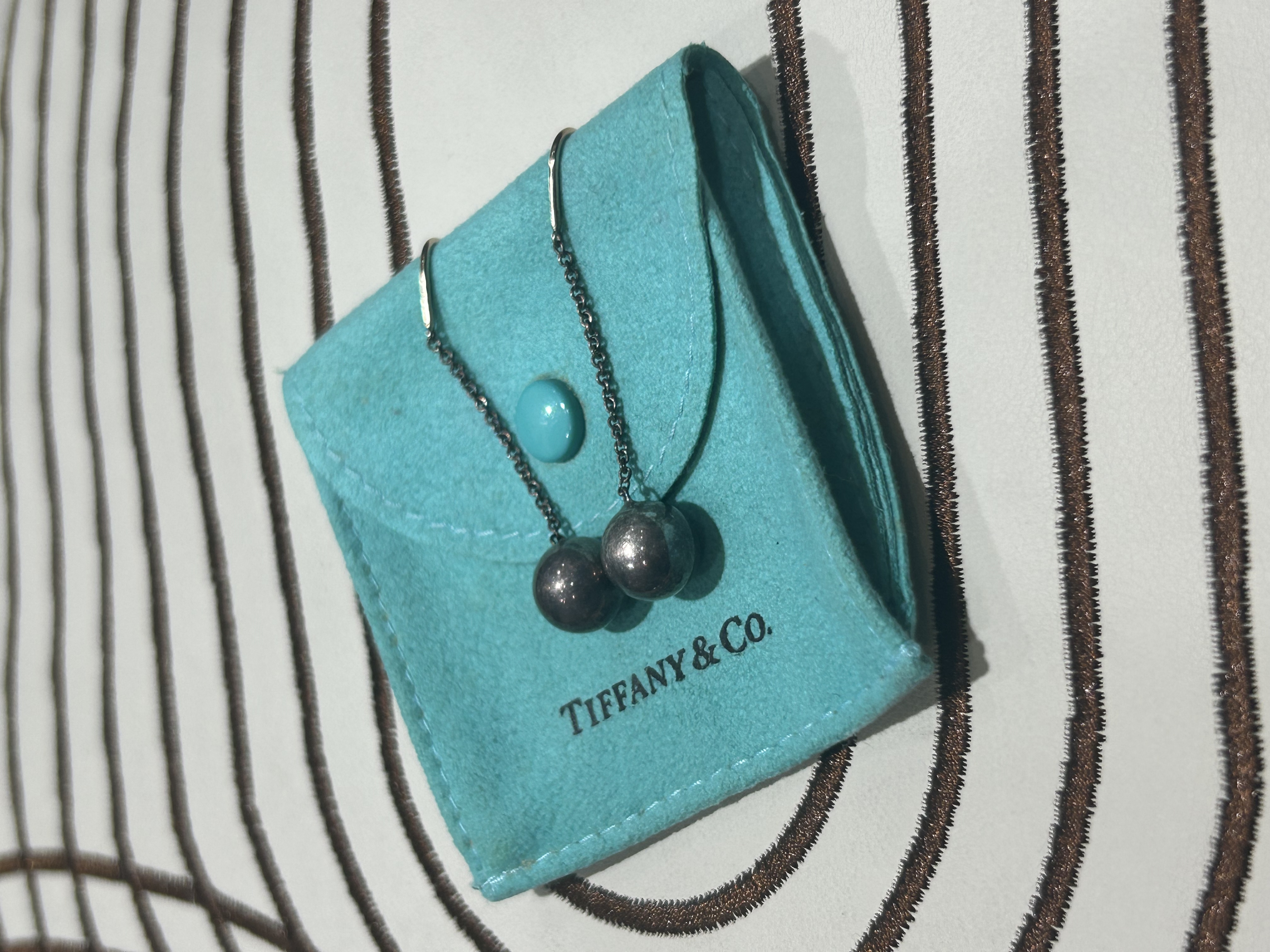 Tiffany & Co. Sterling Silver 925 14mm Bead Ball Hook Earrings RARE  100%Authentic,95%new✅dust bag