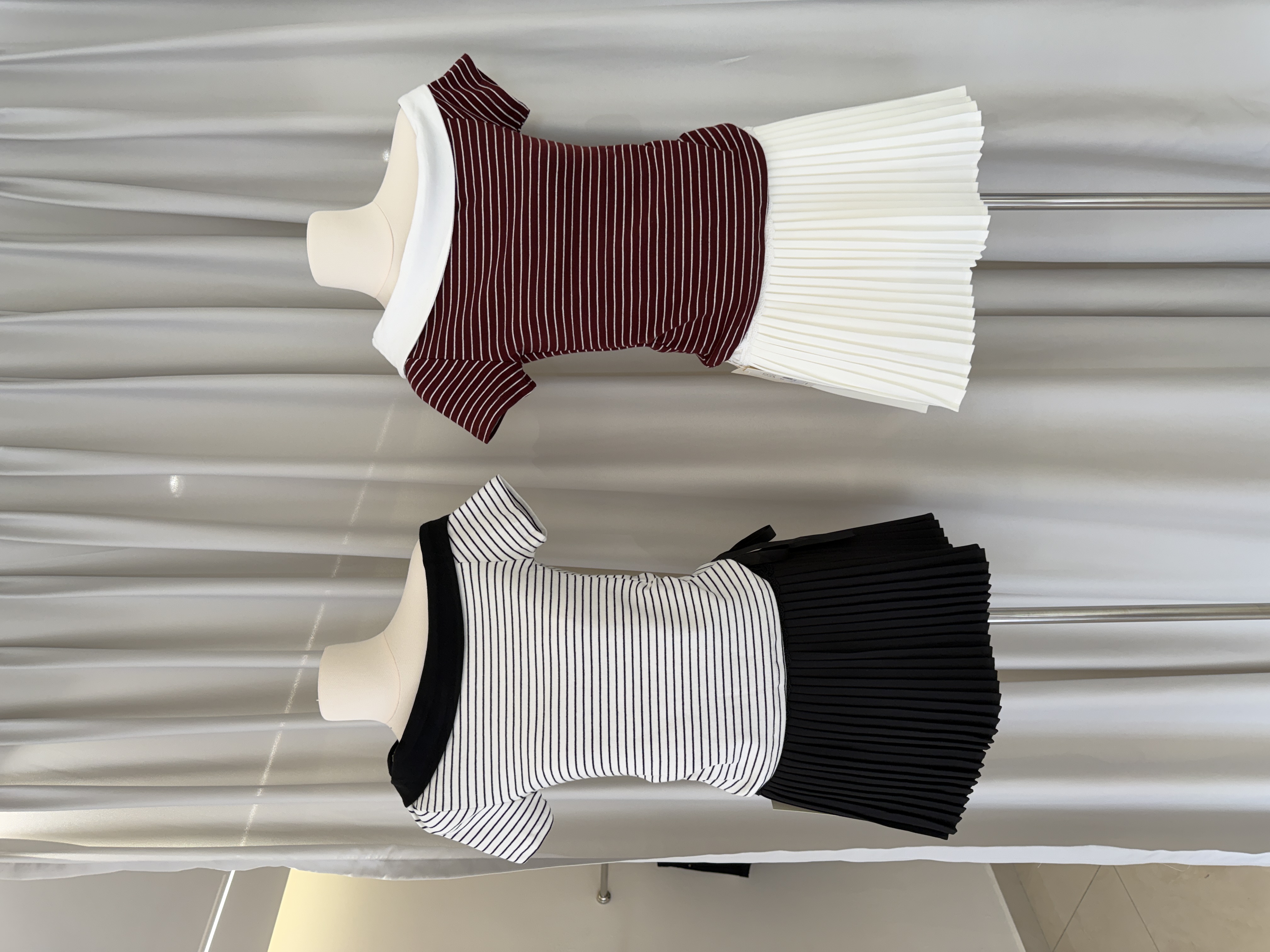 6564 爆款设计感斜肩条纹上衣