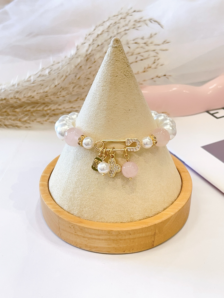 🌸 草莓晶 × 紫水晶 × 粉水晶 × 淡水珍珠手串 Strawberry Quartz, Amethyst, Rose Quartz & Freshwater Pearl | 10mm