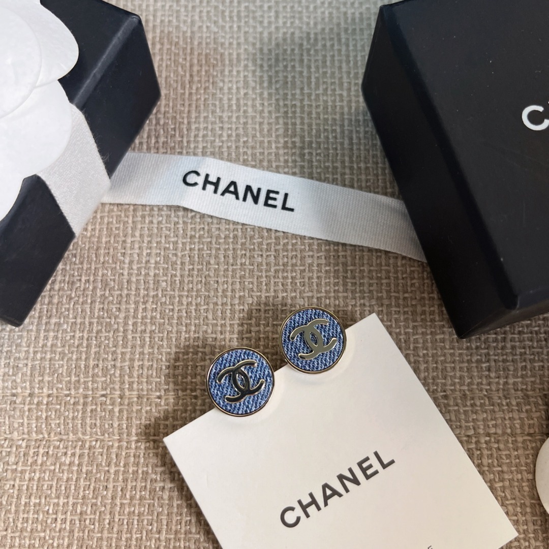 【原單】Chanel CC圓形牛仔耳環