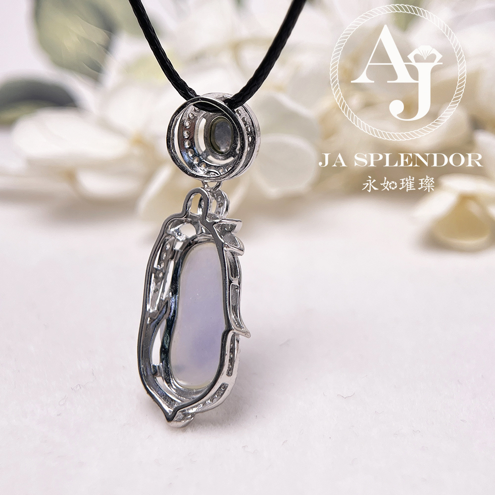 JNS-50 天然翡翠A 冰種紫羅蘭隨型綠色頂珠吊墜