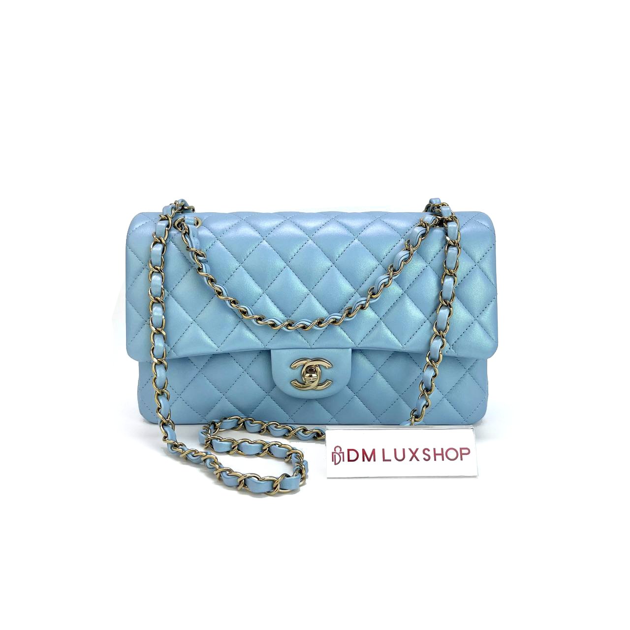 Chanel Iridescent Light Blue Medium CF GHW (Microchip)