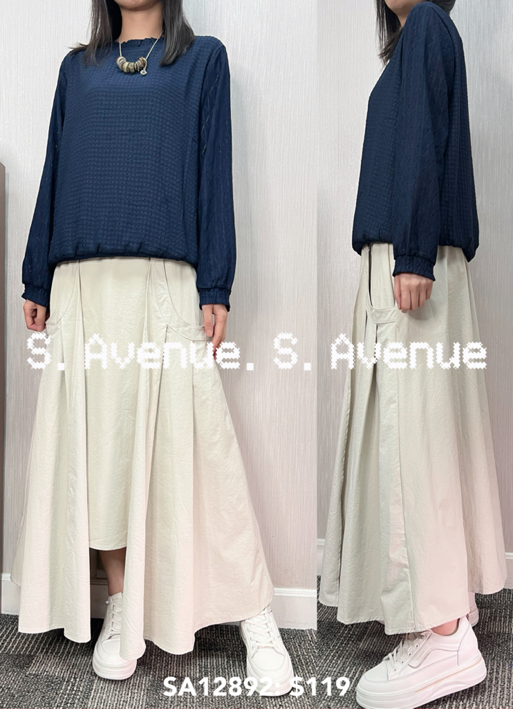 SA12892: 長袖花邊領下橡根top