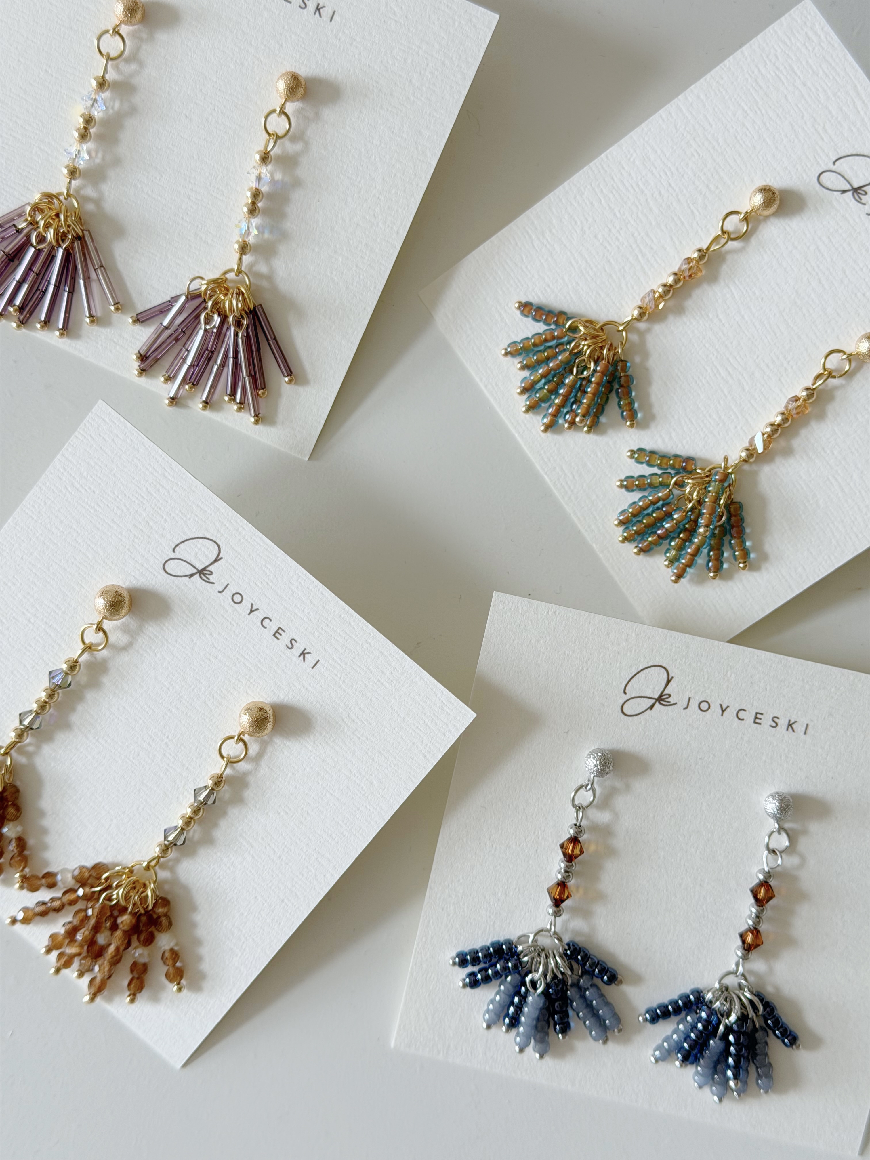 流穗長款耳環/復古棕綠x金色($198)