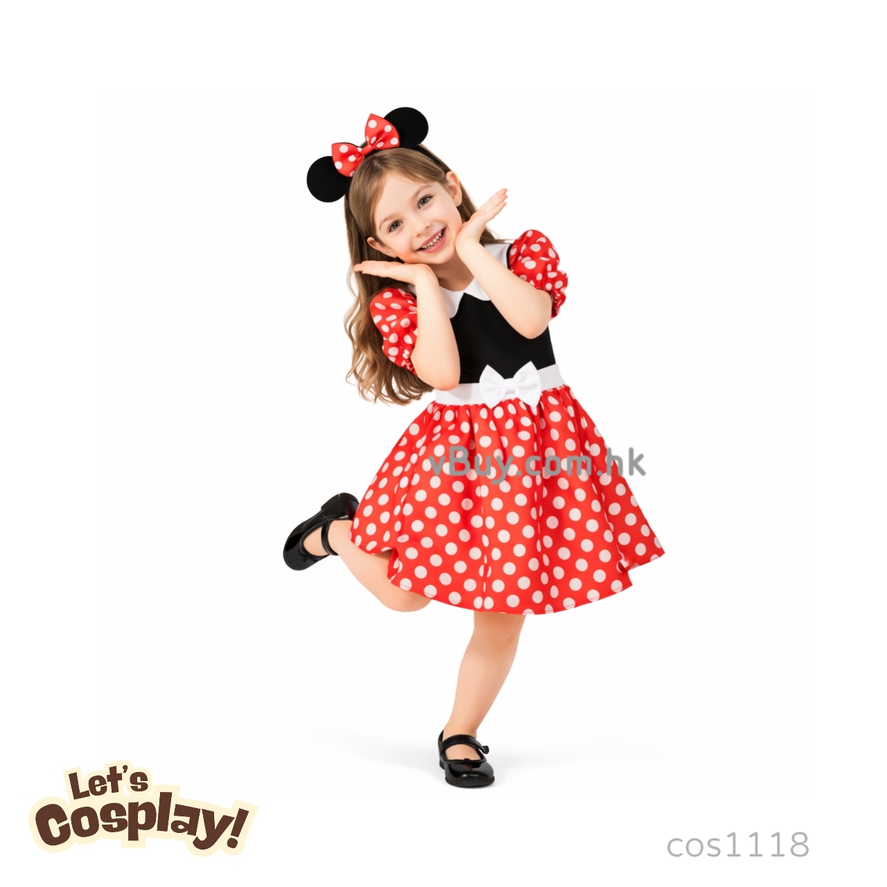 Lets Cosplay 兒童米妮老鼠 Minnie Mouse Cosplay 服裝 Minnie Costume 動畫角色扮演服裝 聖誕節萬聖節服裝 Disney 主題服裝（cos1118）