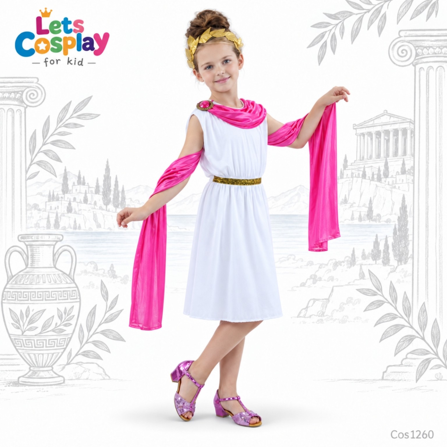 兒童希臘女神服裝｜Greek Goddess Costume 學校文化日表演服｜Lets Cosplay COS1260