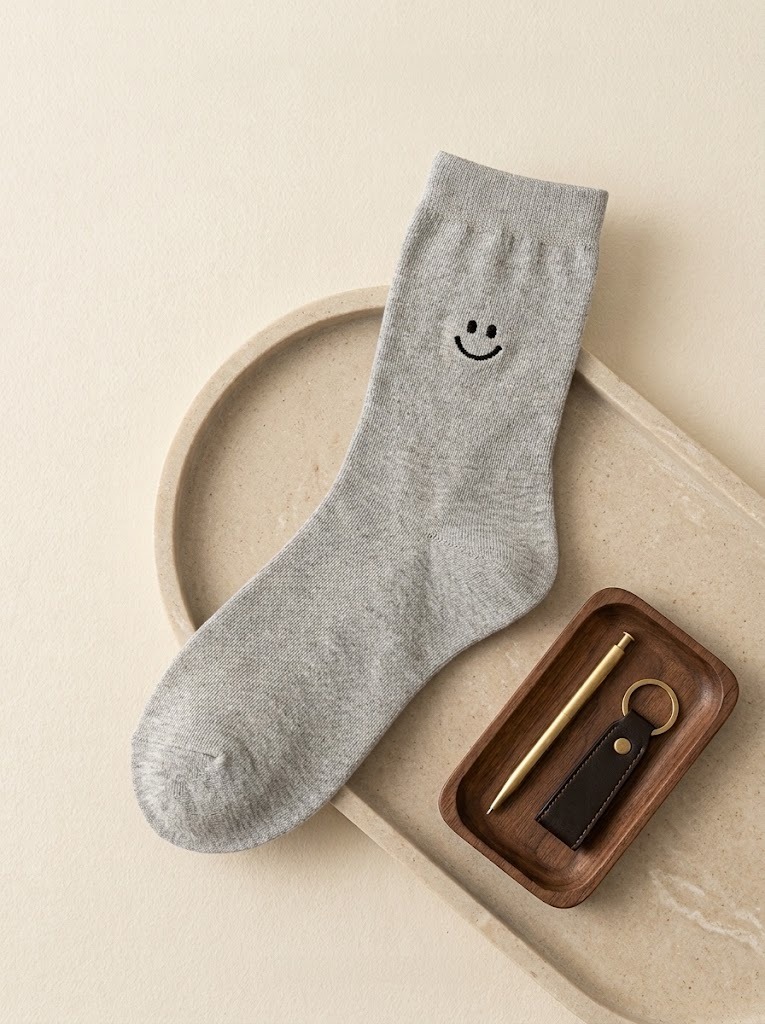 Korean Smile Point Men's Mid Crew Socks