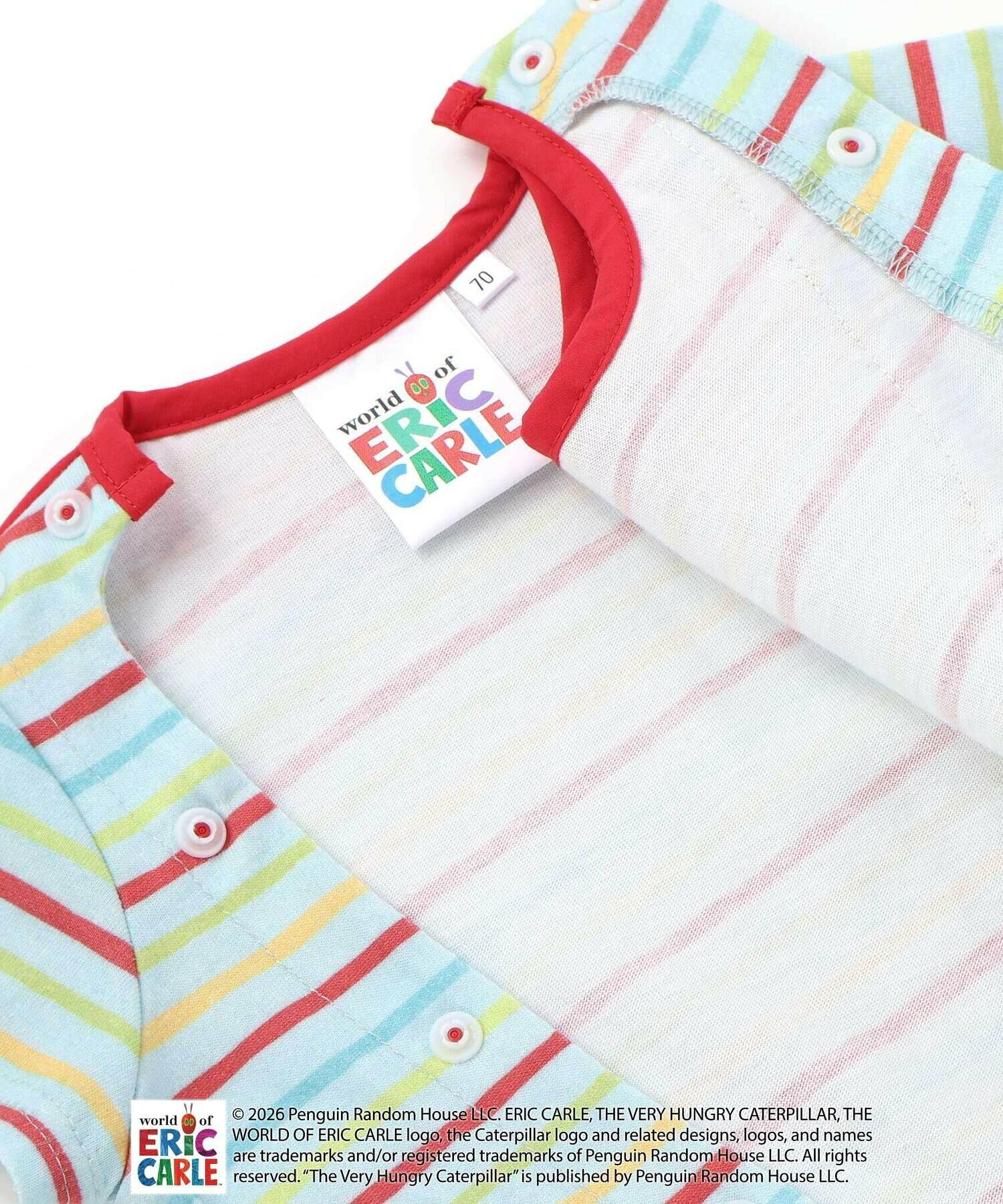 🇯🇵預訂 日本直送🇯🇵兩色好餓的毛毛蟲格紋條紋翻領短袖包屁衣