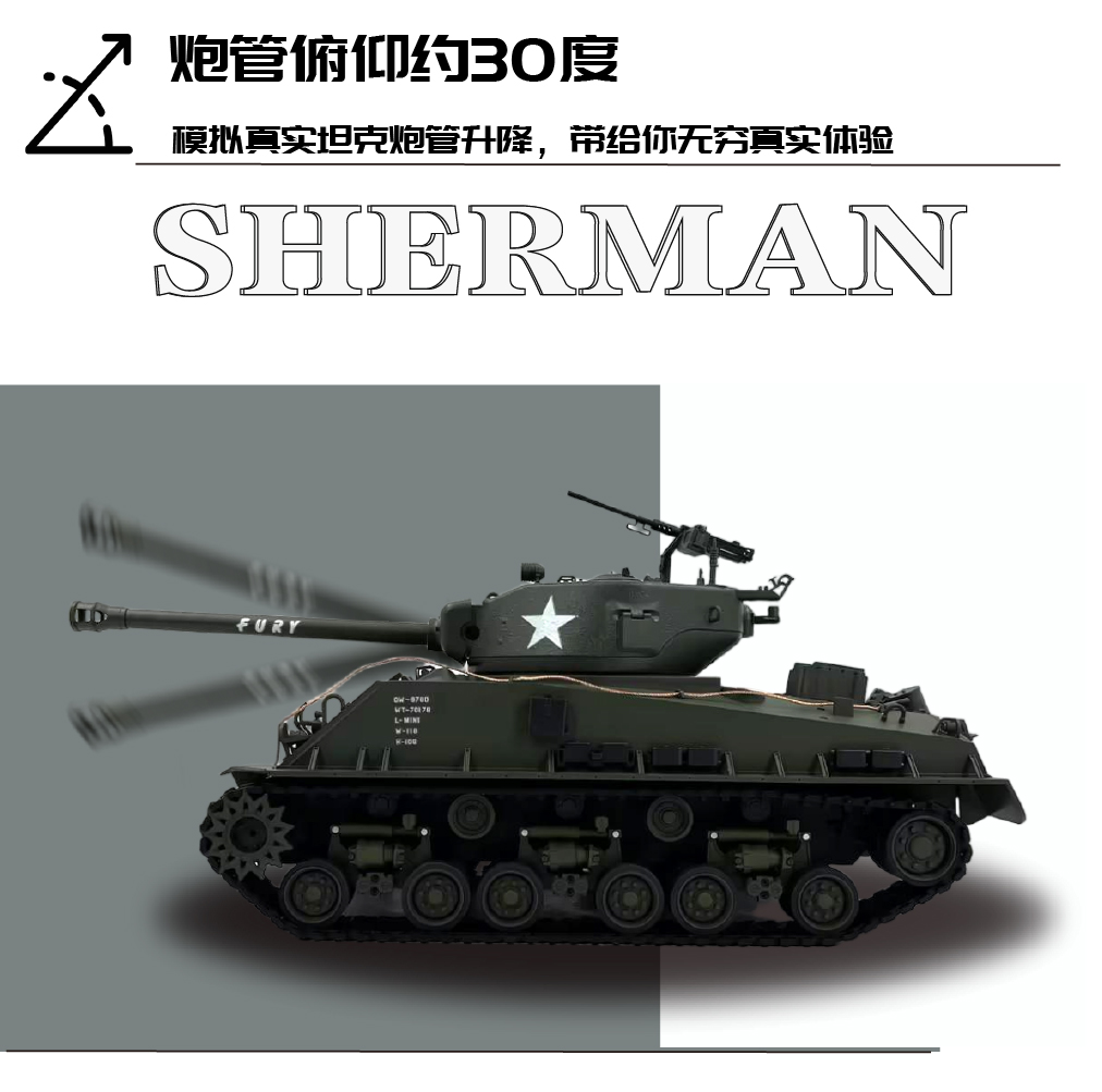 全新 NF Model 1:16 U.S.A M4A3 Sherman Main Battle Tank | 美軍 M4A3 雪曼主戰坦克 | 全金屬底盤 | 7.0主控板 | 2.4Ghz 遙控器 | 360度炮台 | 發射BB彈/紅外線對戰