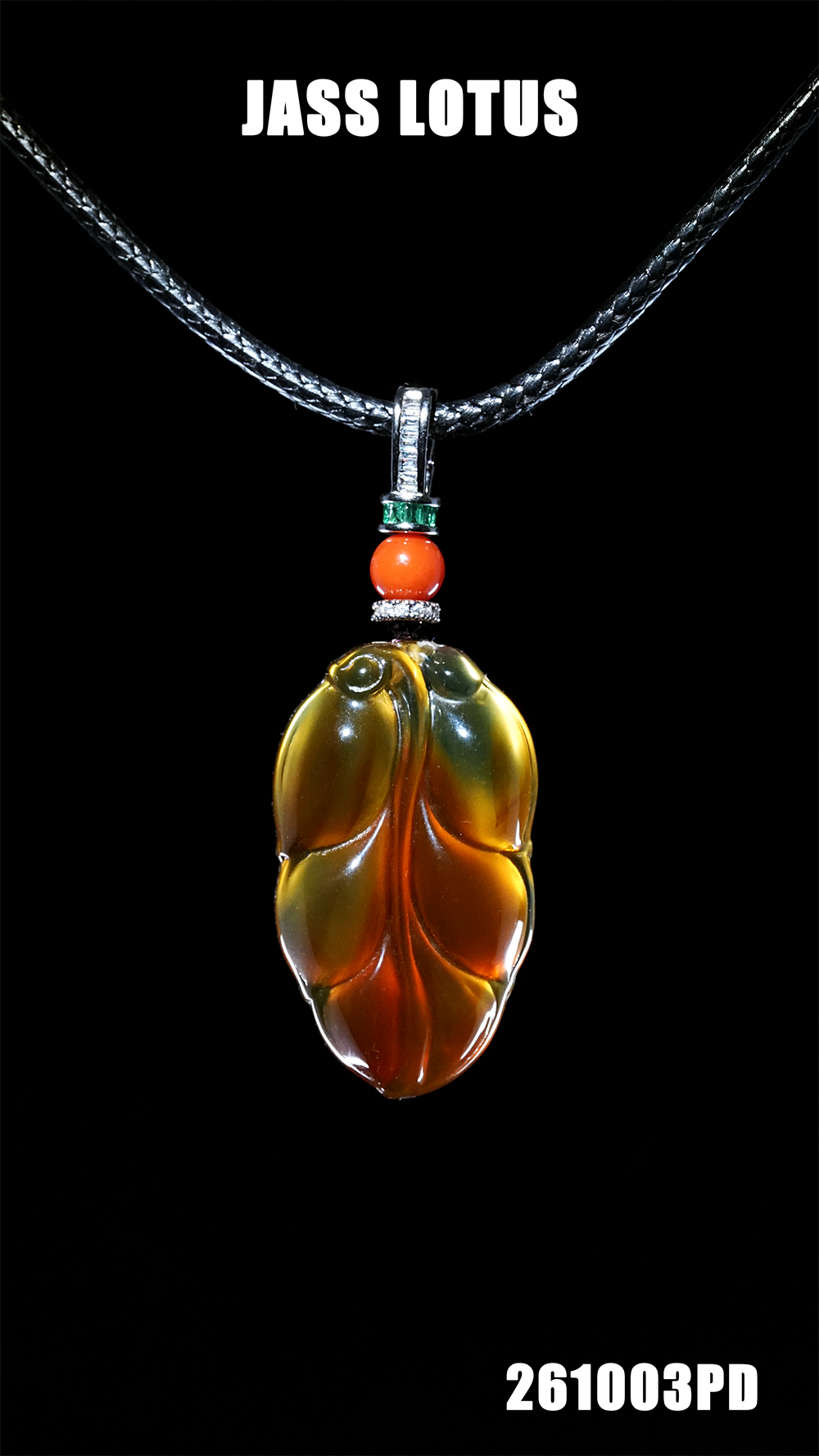 緬甸天然琥珀雙色彩虹珀樹葉吊墜