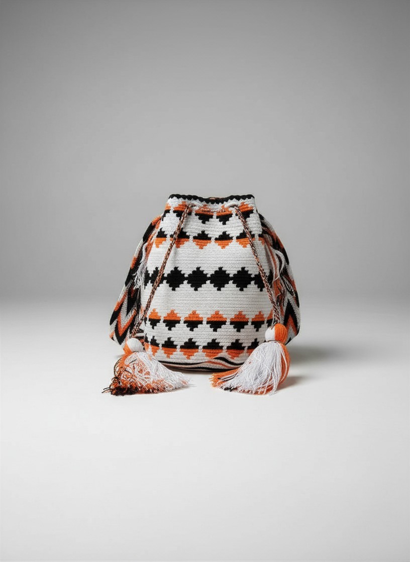 【背得起嘅藝術品】哥倫比亞正宗 Wayuu Mochila 手工民族編織袋  [預計 : 6月中至尾發貨] (PO-WY-WHTORG-G02)