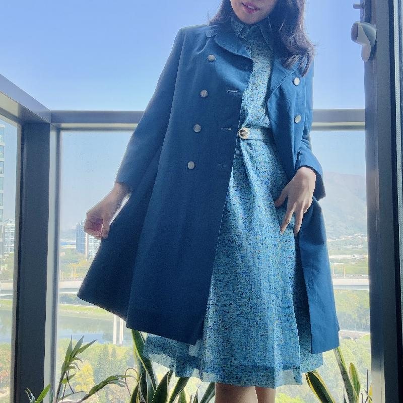 Vintage 1960s Style Double Breasted A-Line Blue Jacket / Coat (MT2260-26)