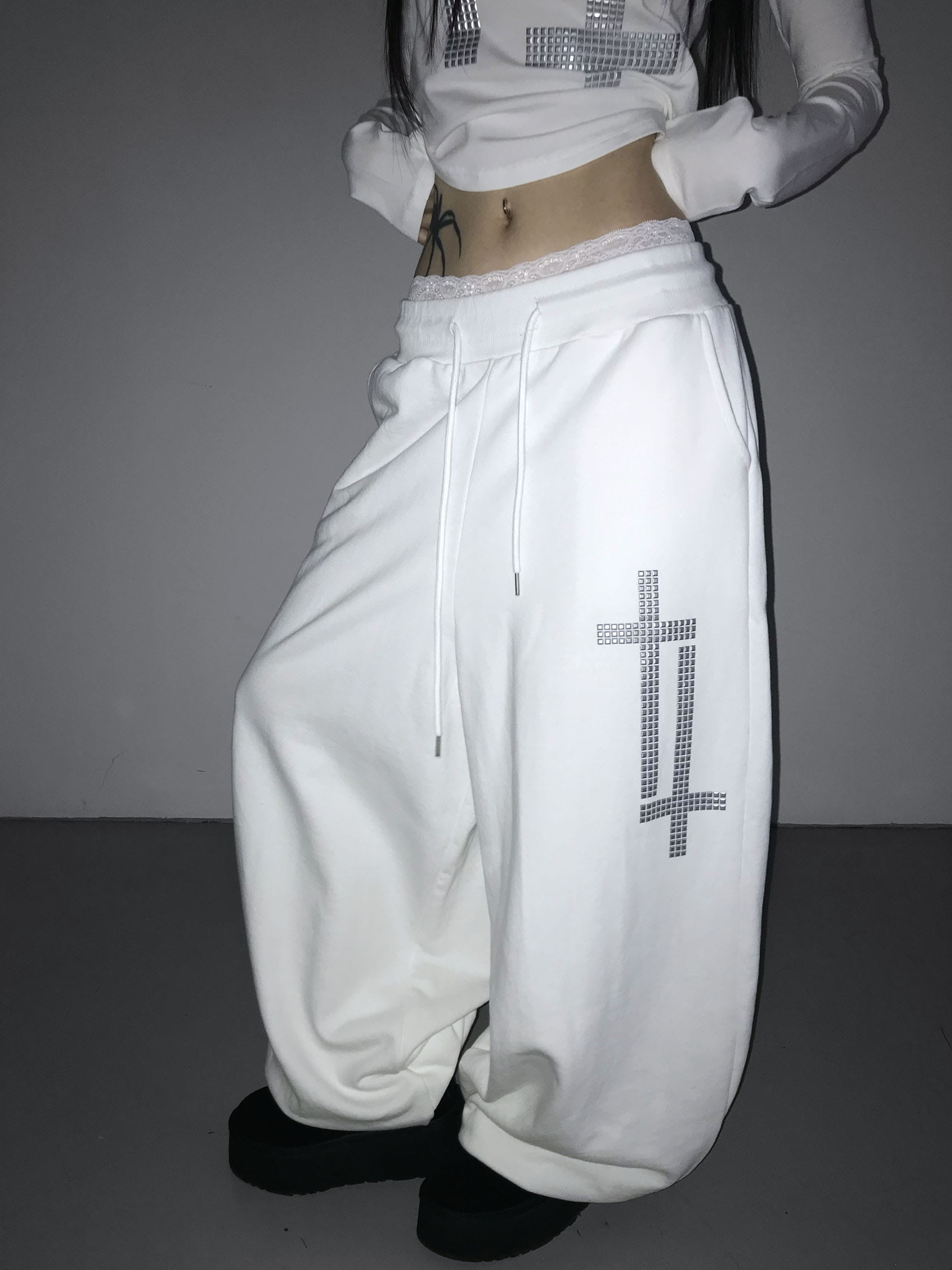 Cross Studded Cuffed Sweatpants