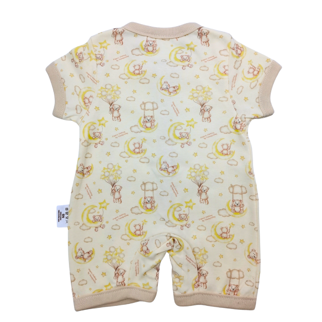 Trendyvalley Organic Cotton Short Sleeve Short Pant Baby Romper (BEAR BALLOON)