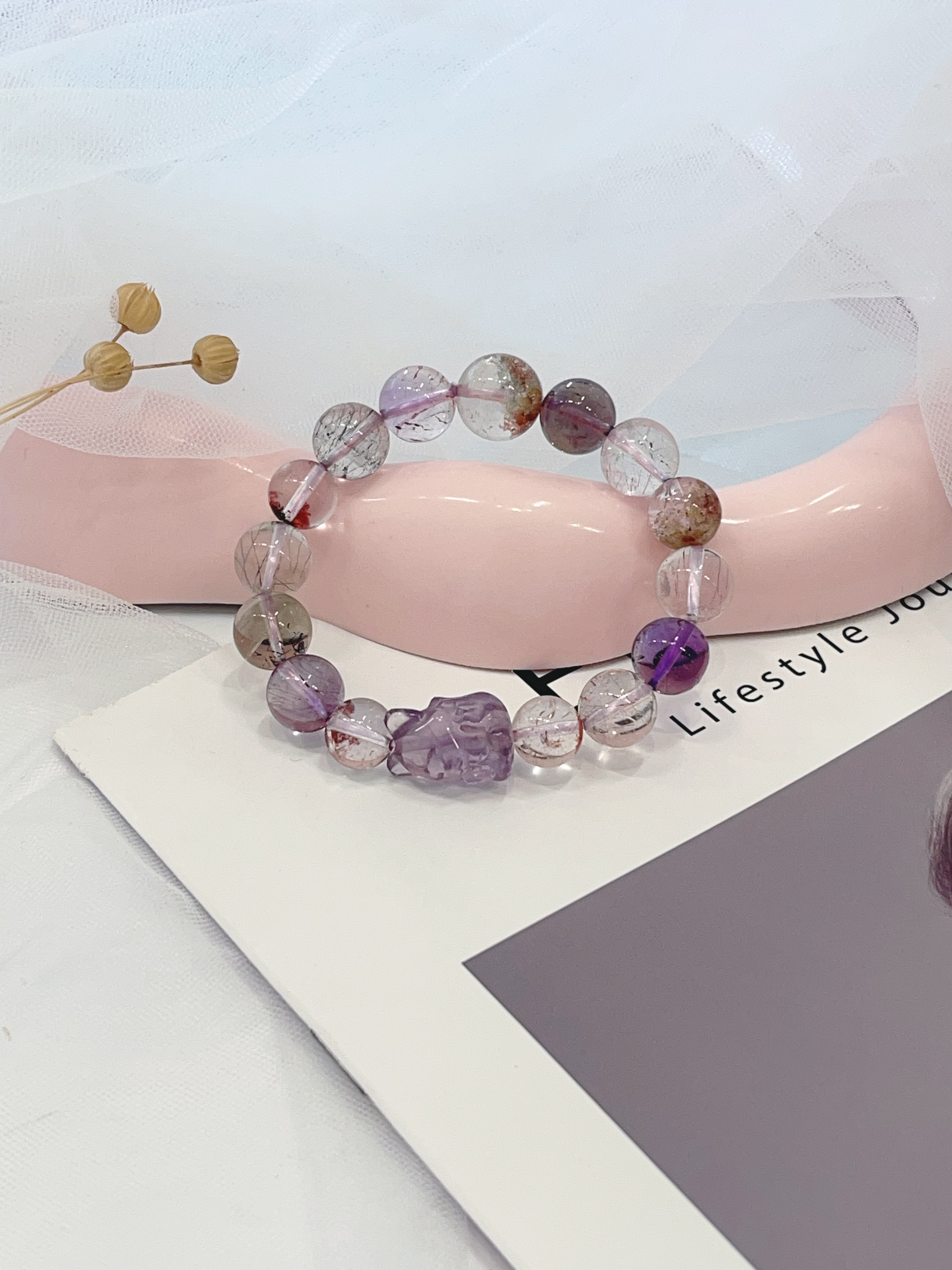 🦊 紫水晶九尾狐 × 超七 × 红幽灵手串  Amethyst Fox & Super Seven & Red Phantom｜魅力与事业